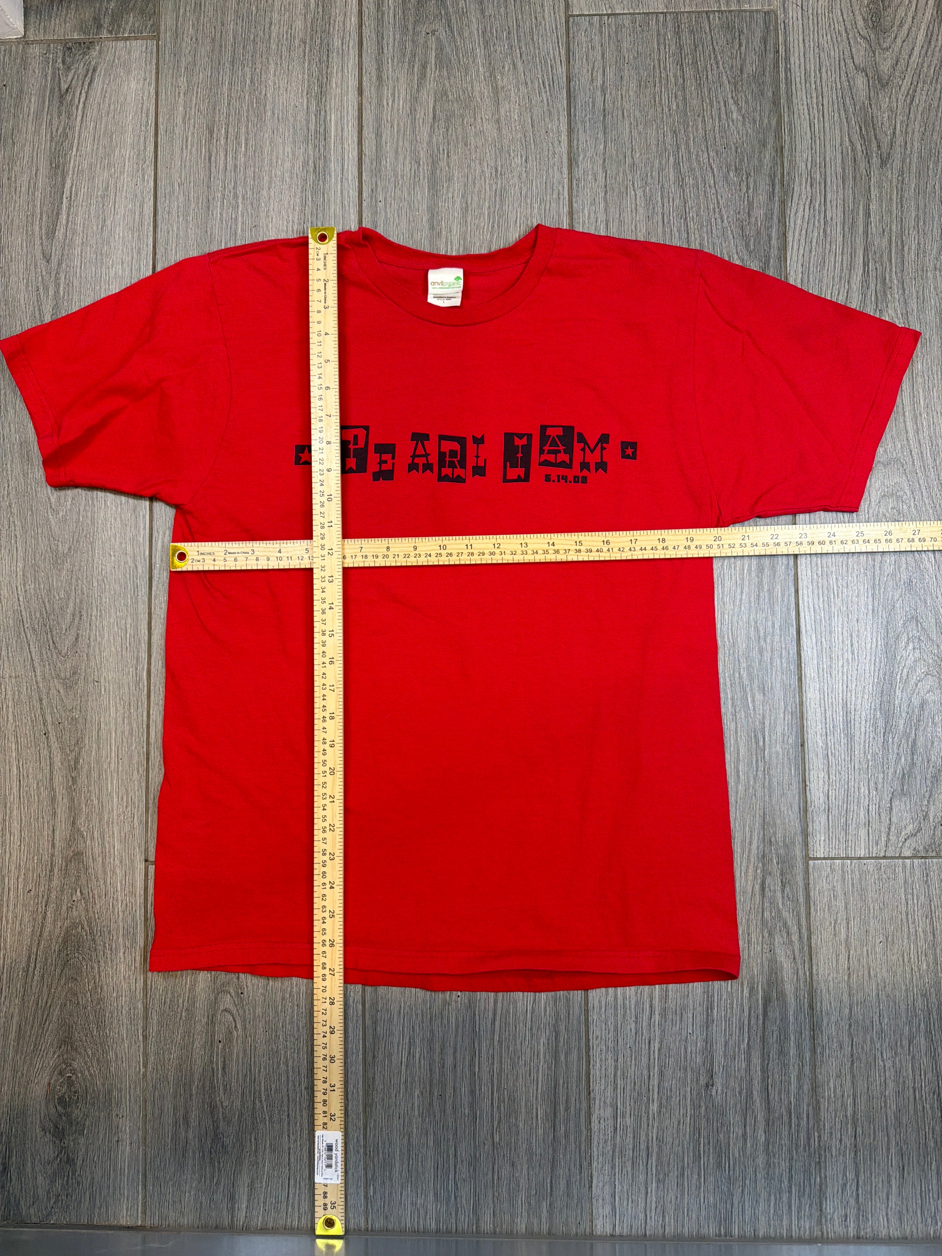 08 Pearl Jam Bonnaroo Festival Red T-Shirt Elvis Large