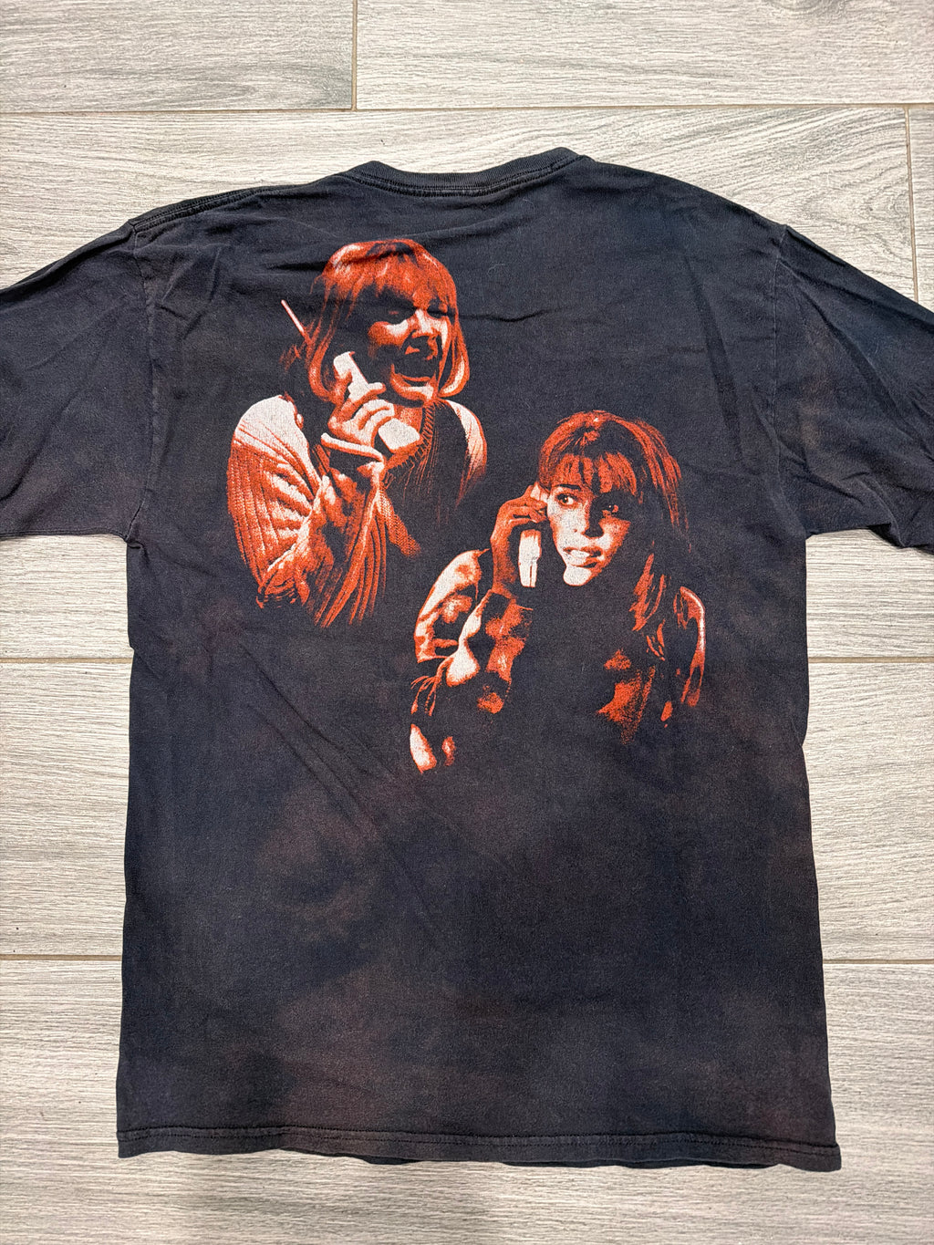 Modern Scream Movie Promo Faded Black Long Sleeve T-Shirt Print Tag