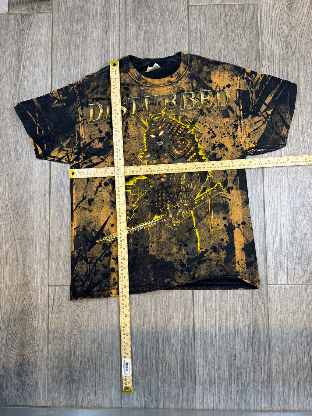 00s Disturbed Tie Dye Nu Metal Band AOP Y2K Hanes T-Shirt Large