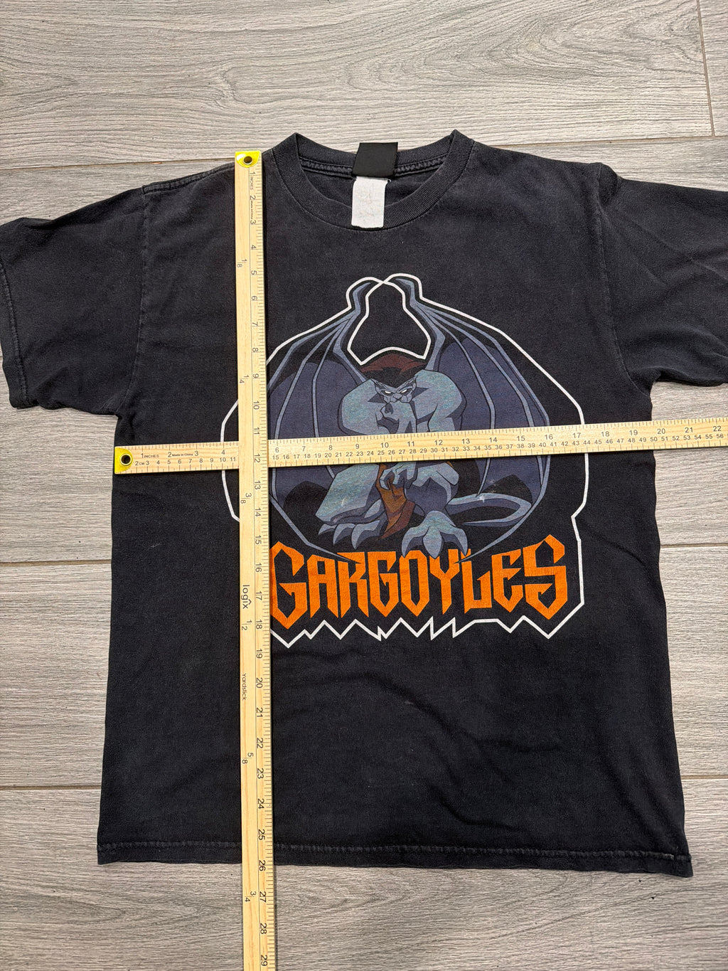 90s Gargoyles Animated Series Double Sided Large Black T-Shirt
