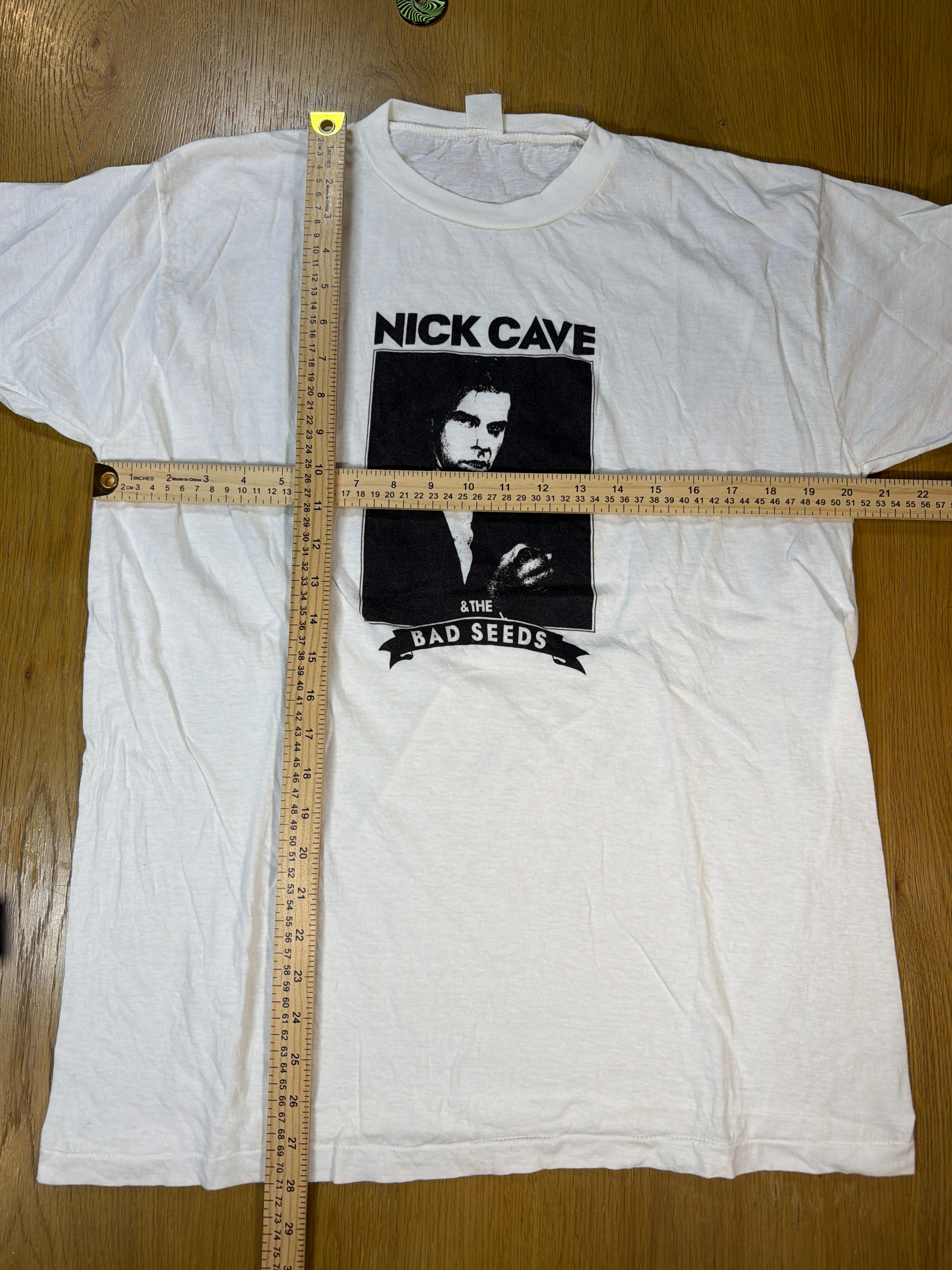 Nick Cave and the Bad Seeds 80s Vintage Goth Band White T-Shirt Large