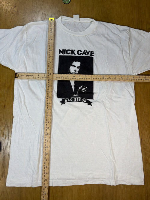 Nick Cave and the Bad Seeds 80s Vintage Goth Band White T-Shirt Large
