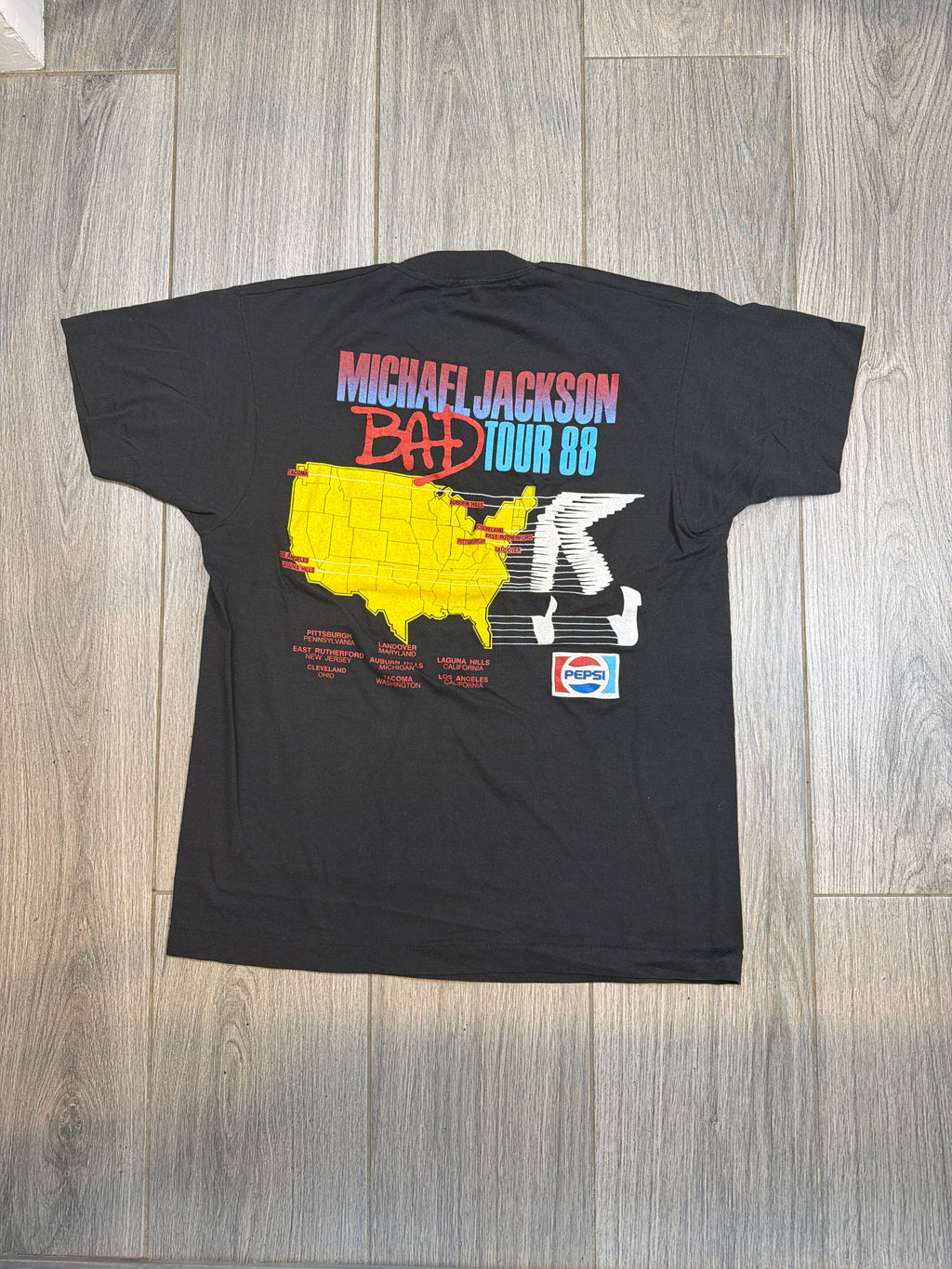 1988 Michael Jackson Bad World Tour Black T-Shirt XL