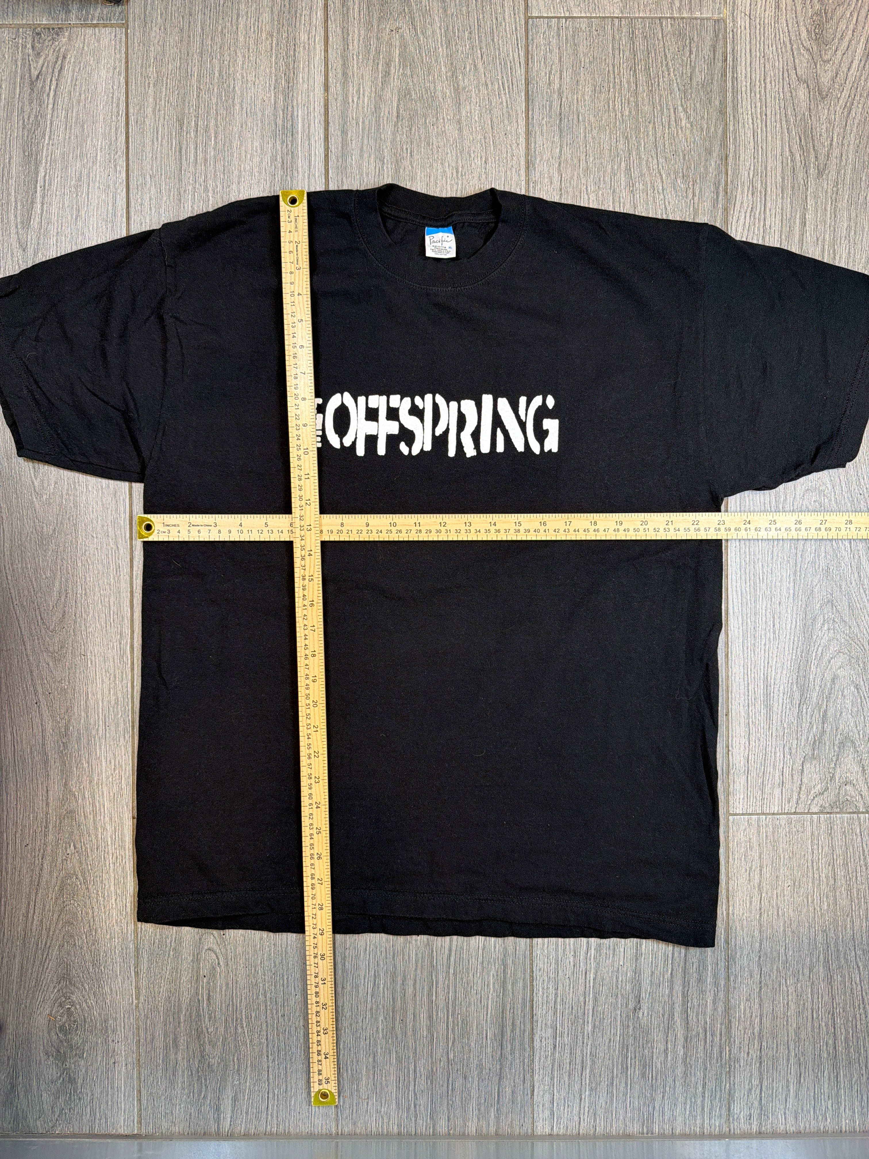90er The Offspring Spellout Black Pacific Punk Band T-Shirt XL
