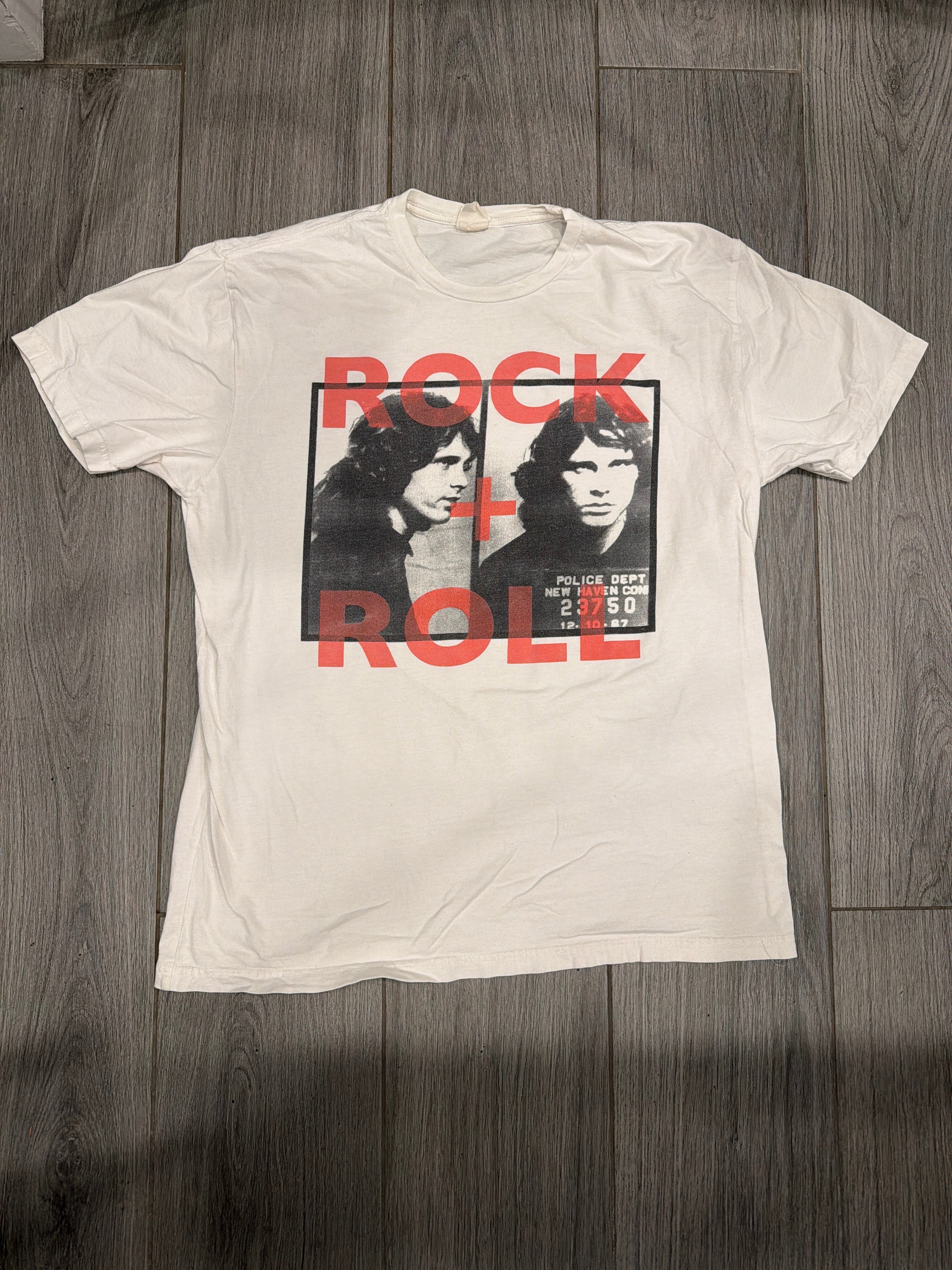 2009 The Doors Jim Morrison Rock + Roll Mugshot White T-Shirt Large