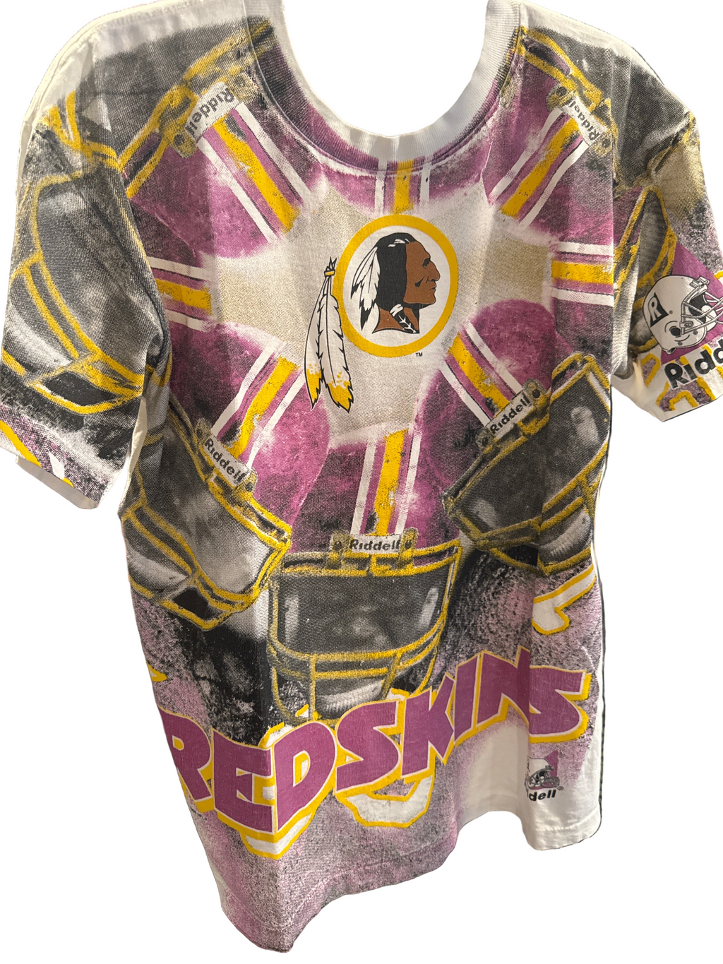 90s Washington Redskins Front AOP Riddell Shirt White USA Single Stitch Medium