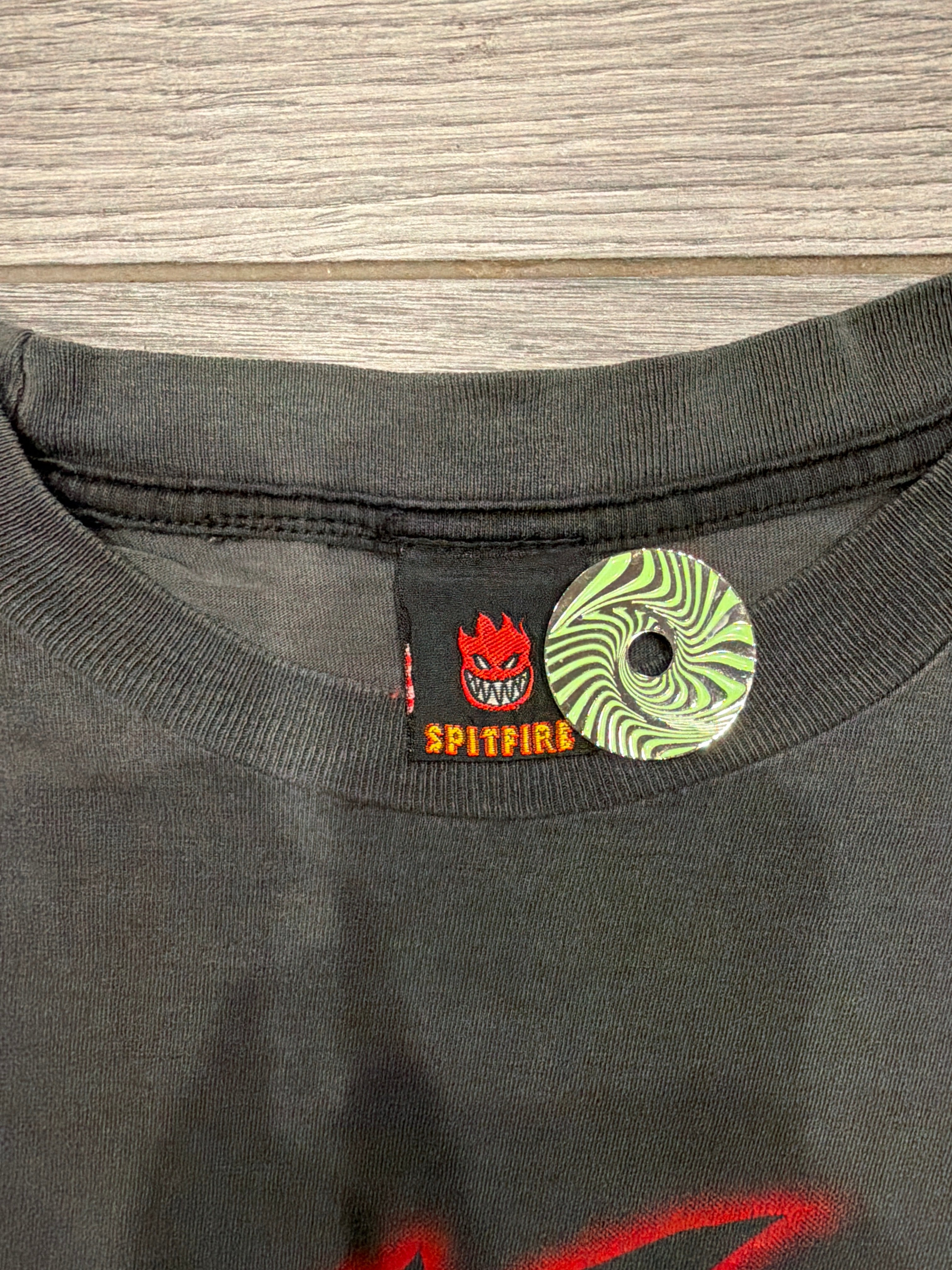 00s Spitfire Skateboard Skate Wheels T-Shirt Large Red Grey Black y2k
