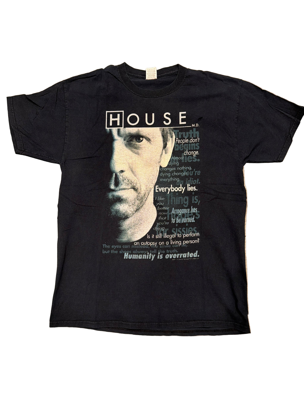 00s Dr House TV Show Promo Black T-Shirt Hugh Laurie Large
