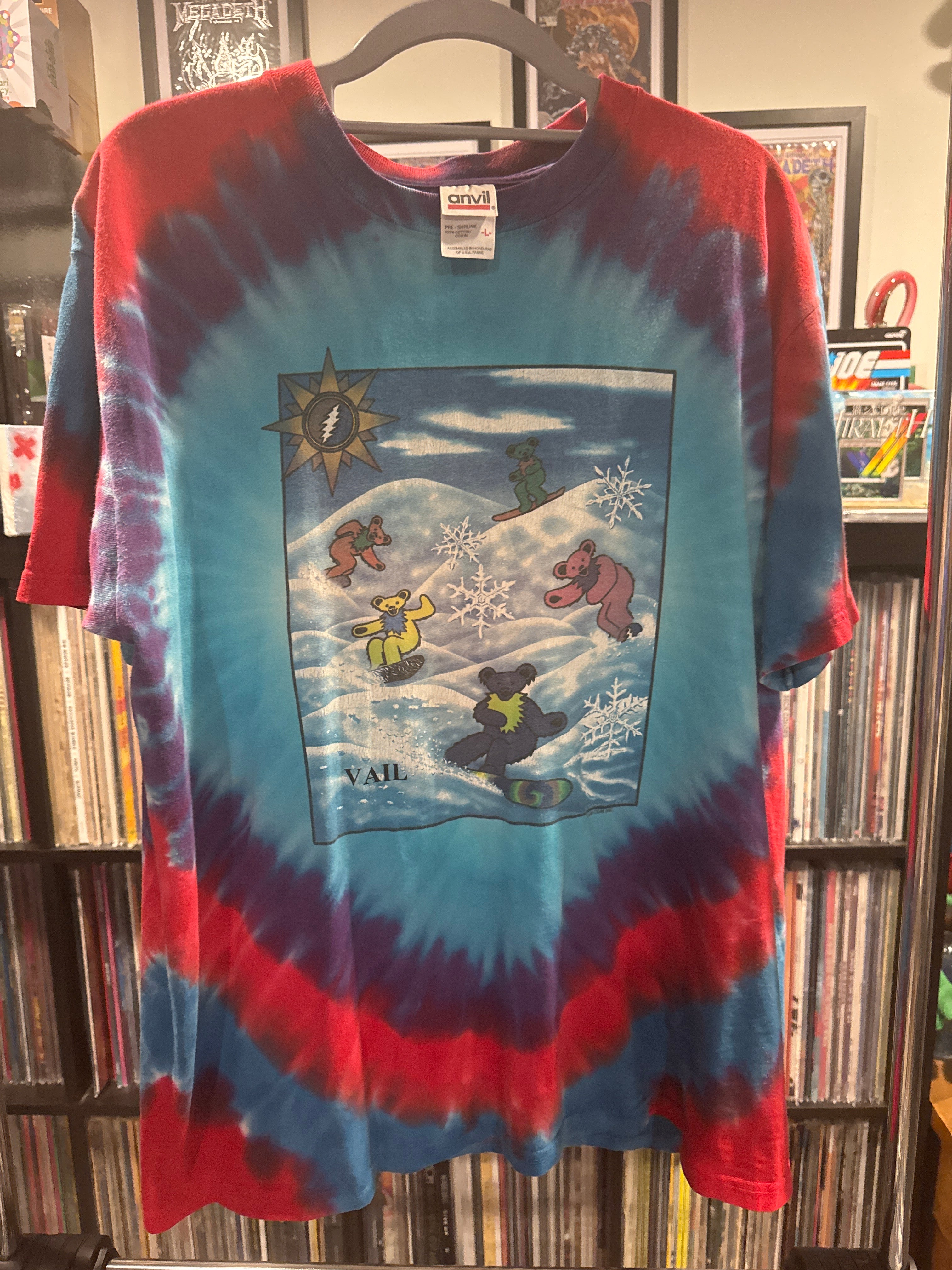 90s Grateful Dead Vail Snowboarding Bear Anvil L Tie Dye