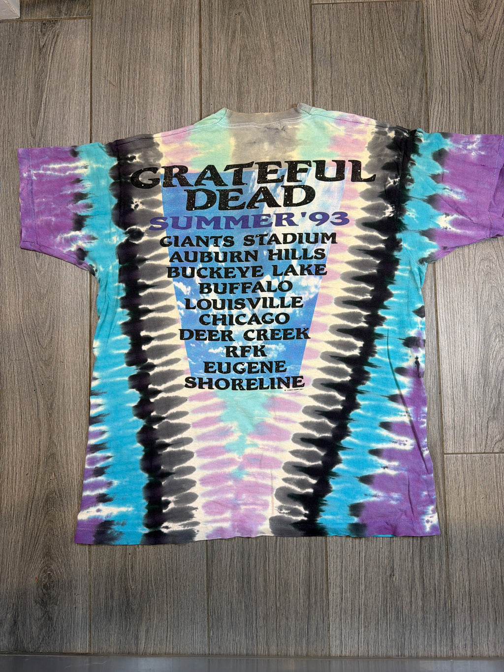 1993 Grateful Dead Summer Tour Liquid Blue Tie Dye T-Shirt XL