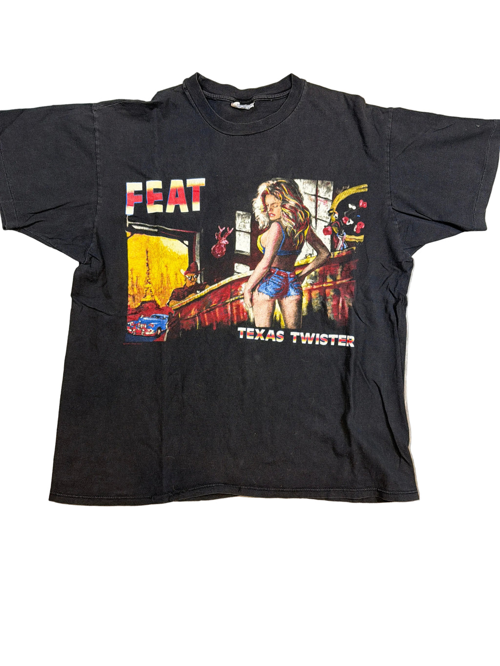 Little Feat Texas Twister 1990 Bar Babe Black T-Shirt Short Large
