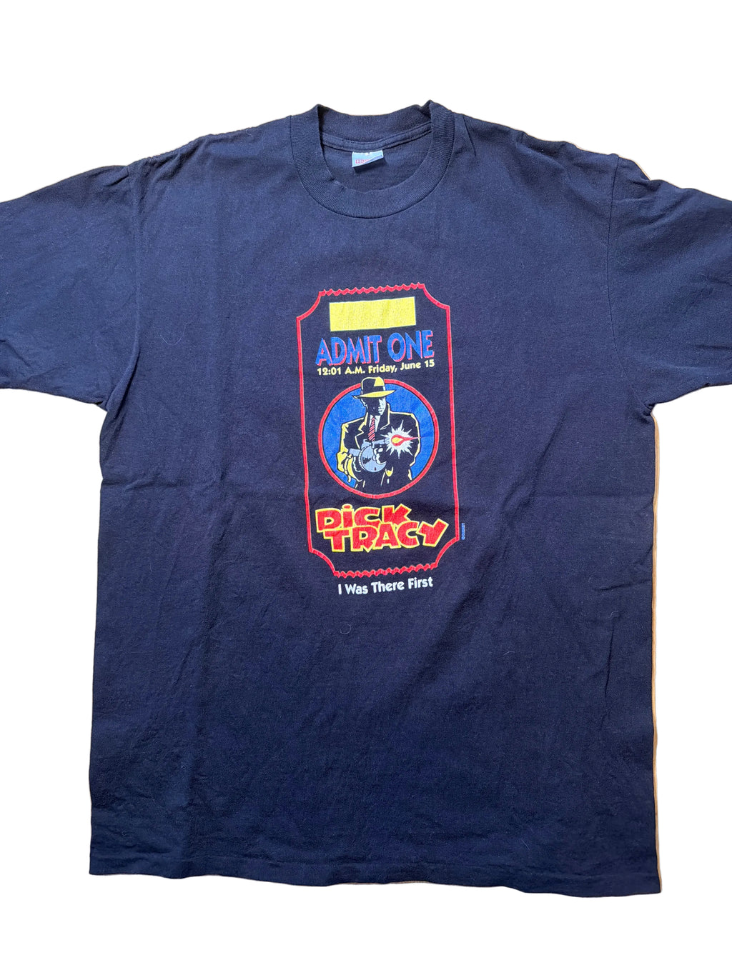 Dick Tracy 'Admit One" Vintage Disney Movie Black T-Shirt XL
