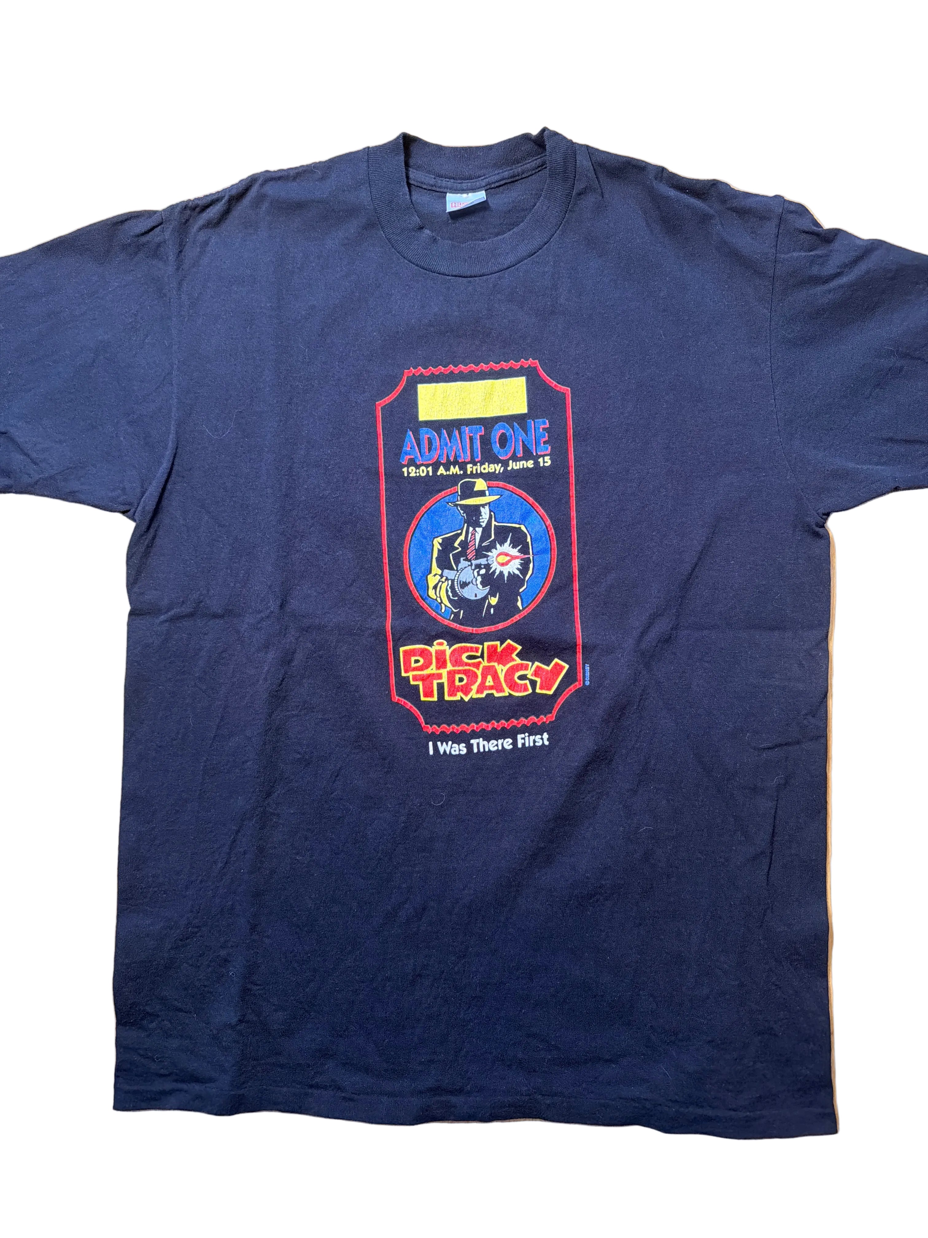 Dick Tracy 'Admit One" Vintage Disney Movie Black T-Shirt XL