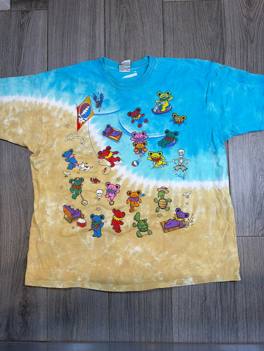 90s Grateful Dead Beach Liquid Blue Tie Dye T-Shirt XXL