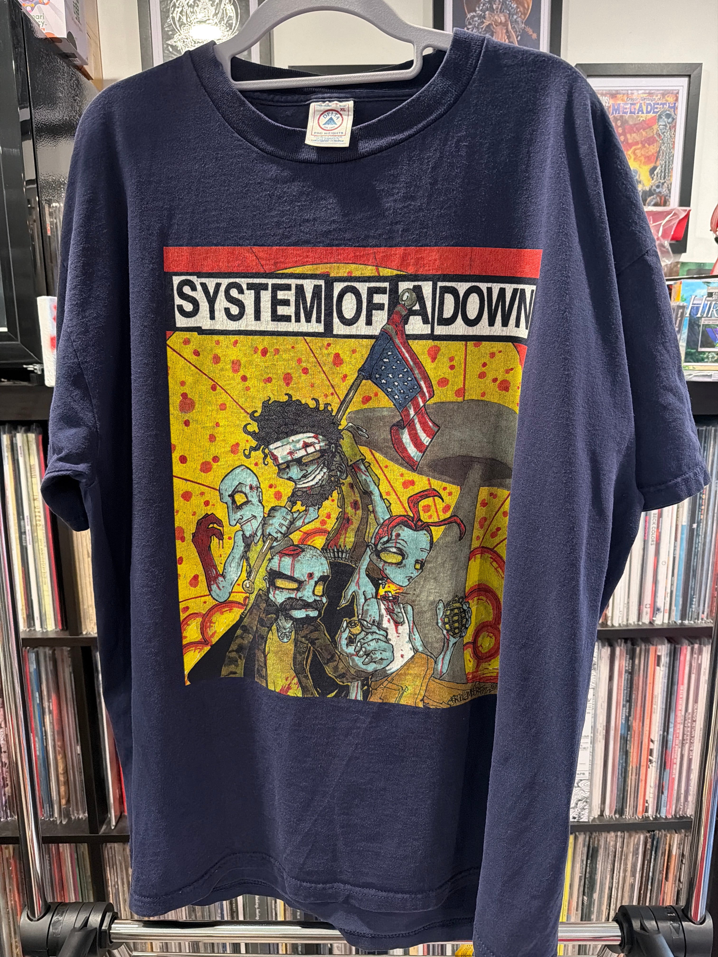 00s System of a Down Mushroom Flag Animated With Back T Shirt XL Delta
