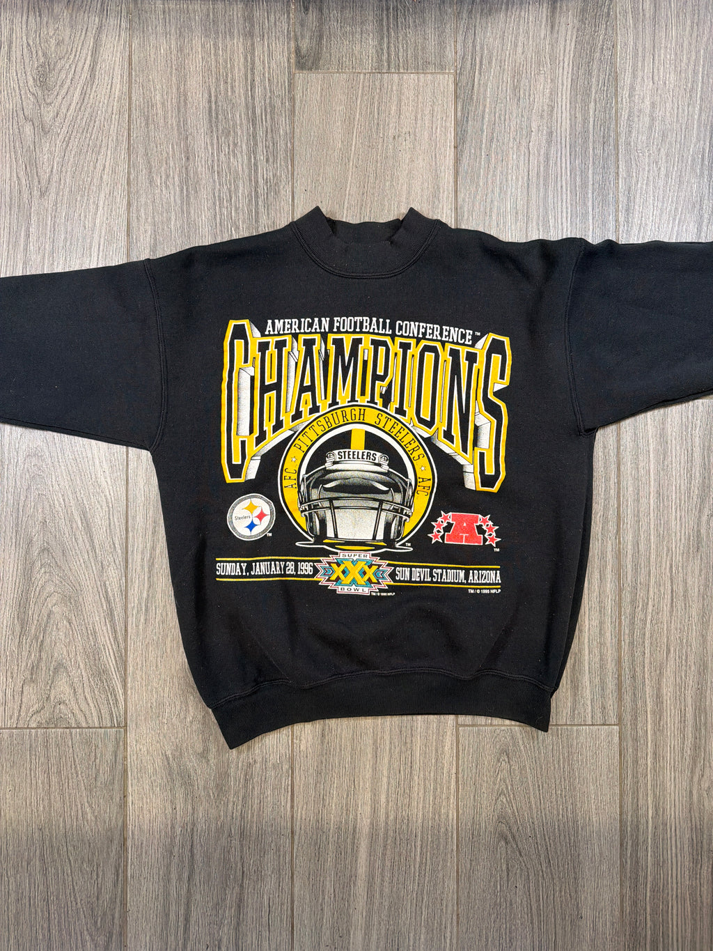Pittsburgh Steelers Champions 1996 Super Bowl XXX Crewneck Sweatshirt Large