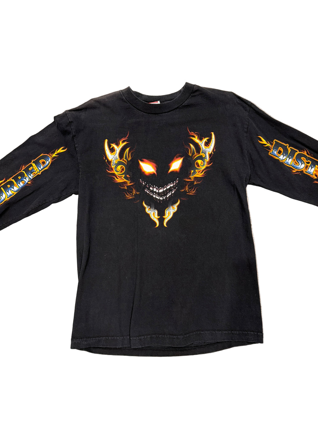 2000 Disturbed Long Sleeve Nu Metal Band Black T-Shirt Medium