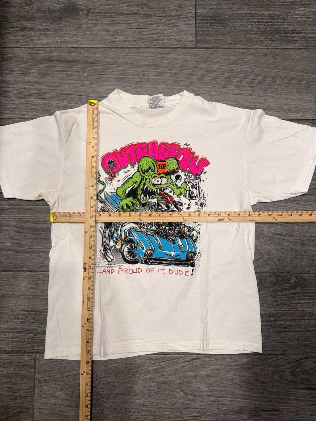 90s Rat Fink Outrageous Proud of it Dude White Hanes T-Shirt Large
