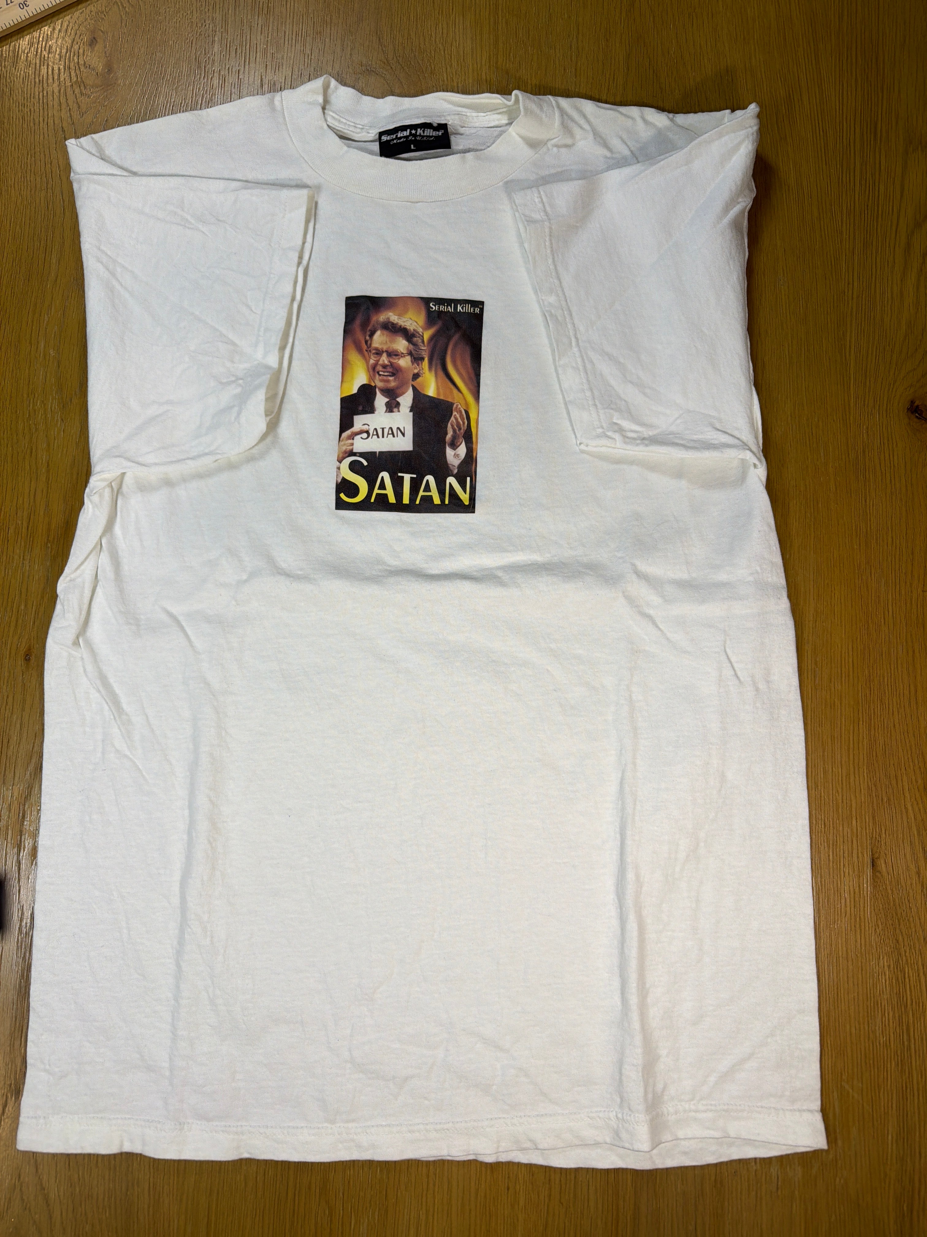 Serial Killer Jerry Springer Satan Vintage Streetwear White T-Shirt Large