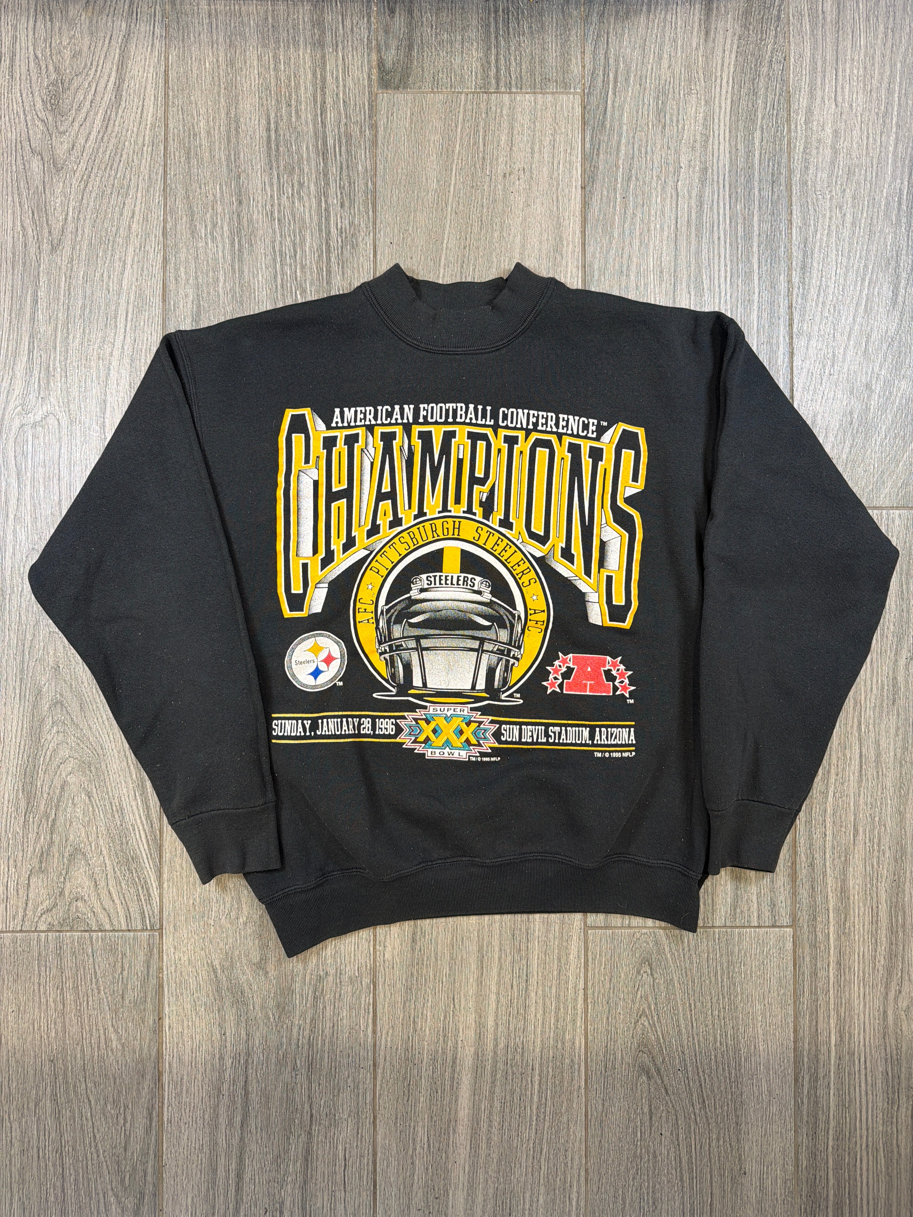 Pittsburgh Steelers Champions 1996 Super Bowl XXX Crewneck Sweatshirt Large