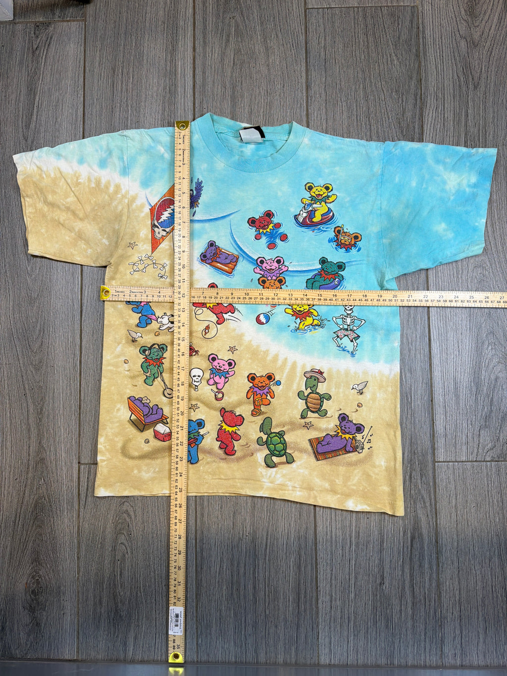 90s Vintage Grateful Dead Beach Bears Liquid Blue Tie Dye T-Shirt Large