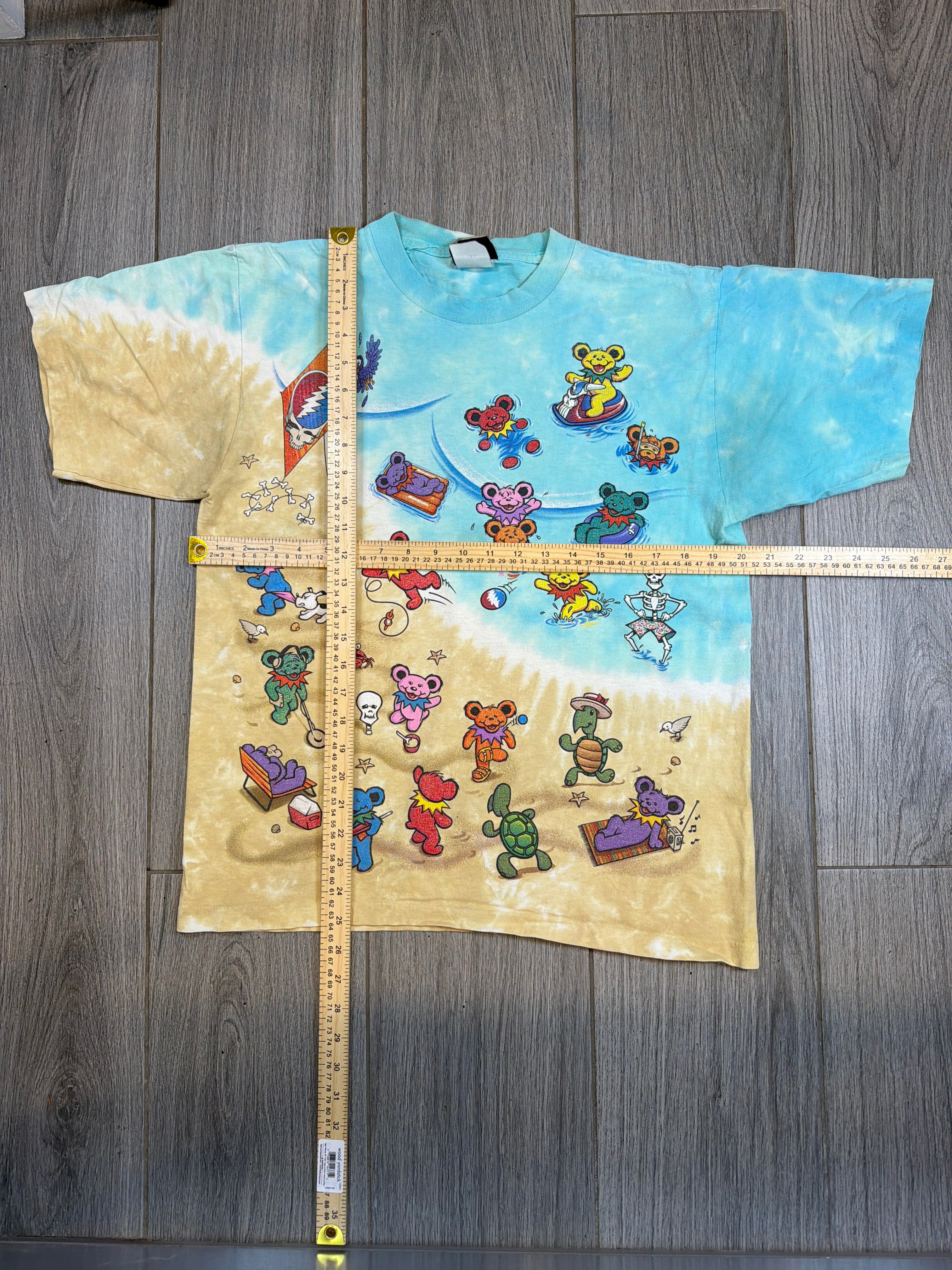 90s Vintage Grateful Dead Beach Bears Liquid Blue Tie Dye T-Shirt Large