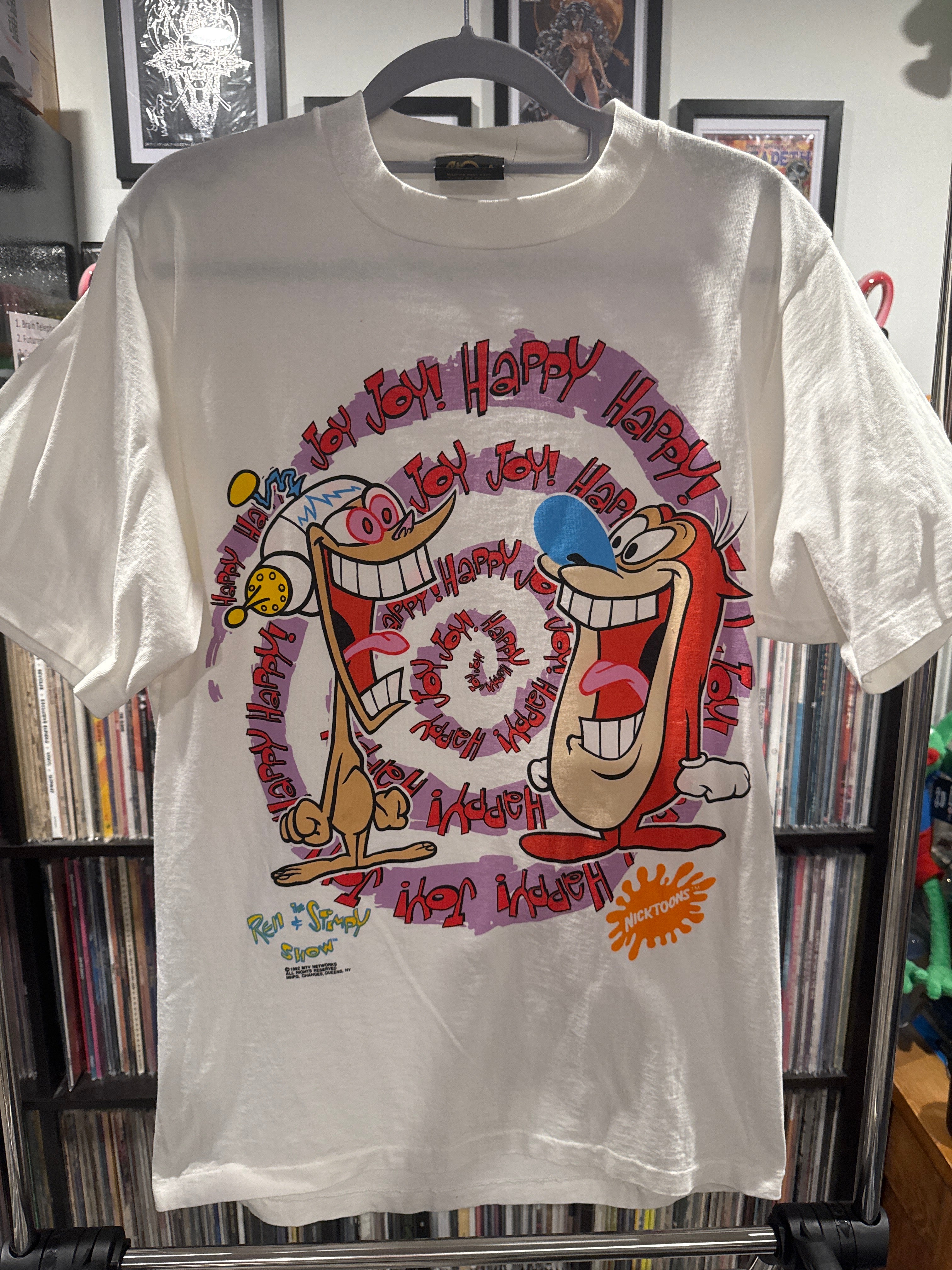 1992 Ren and Stimpy Nickelodeon Happy Joy Changes Large White