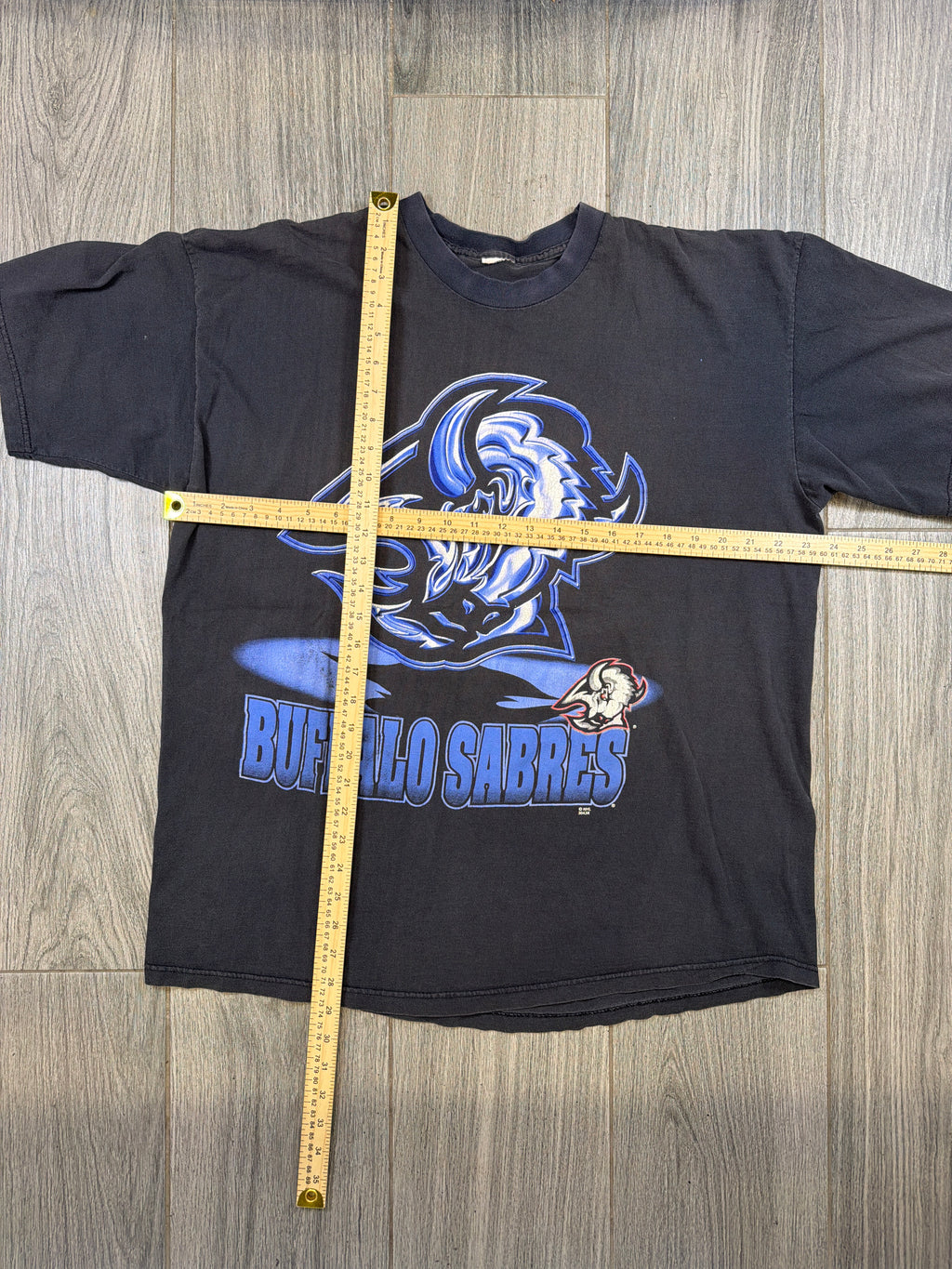 New York Buffalo Sabres NHL Hockey Faded Vintage Black T-Shirt XL