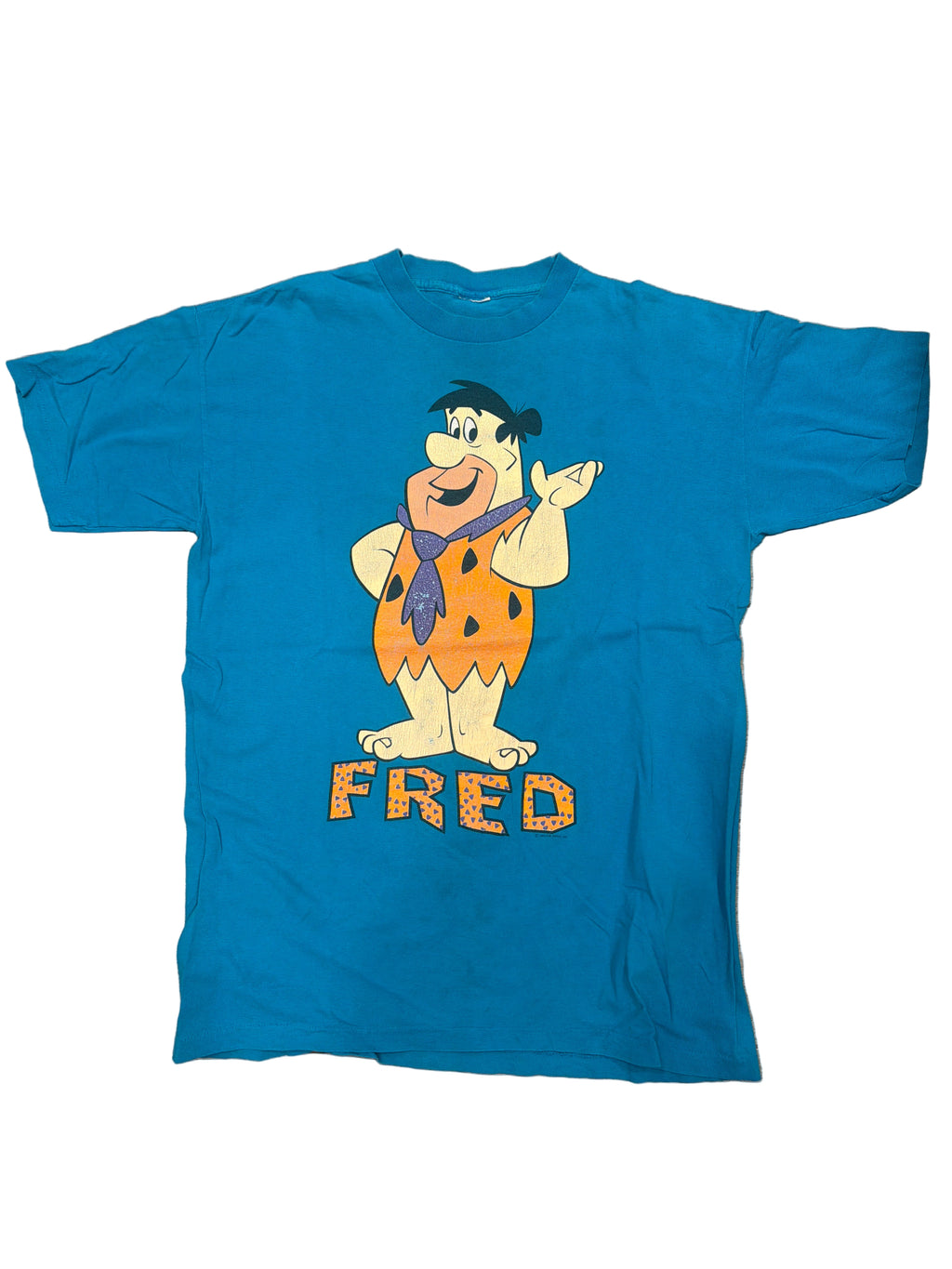 1992 Fred Flintstone Blue Hanna Barbara Universal Studios T-Shirt Large