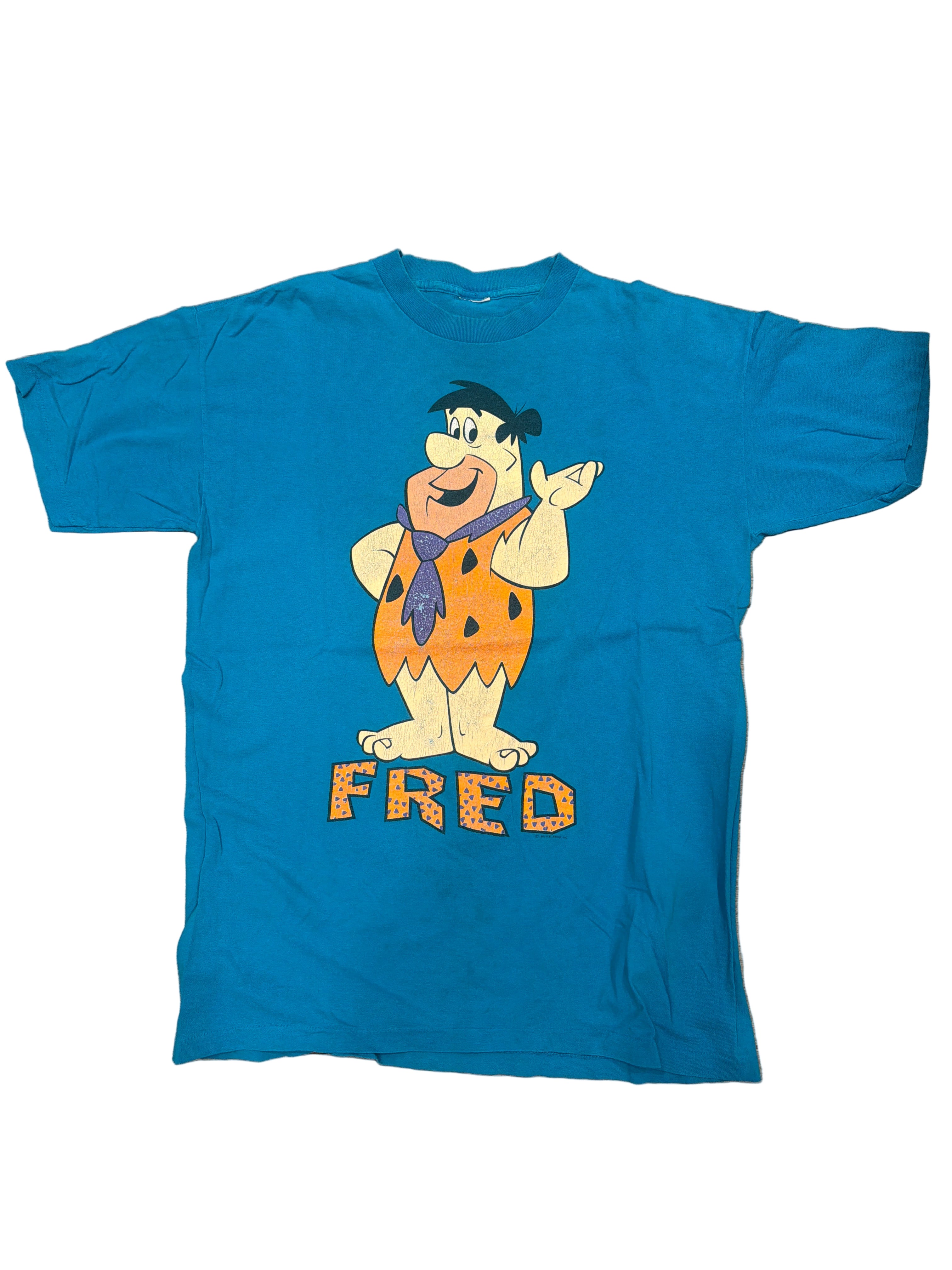1992 Fred Flintstone Blue Hanna Barbara Universal Studios T-Shirt Large