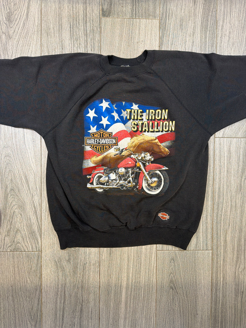 Harley Davidson 'Iron Stallion' 90s Black Crewneck Sweatshirt XL