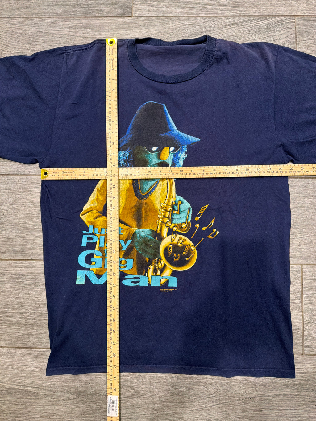 90s Muppets Zoot Jazz Sax Play the Gig Man Blue T Shirt XL