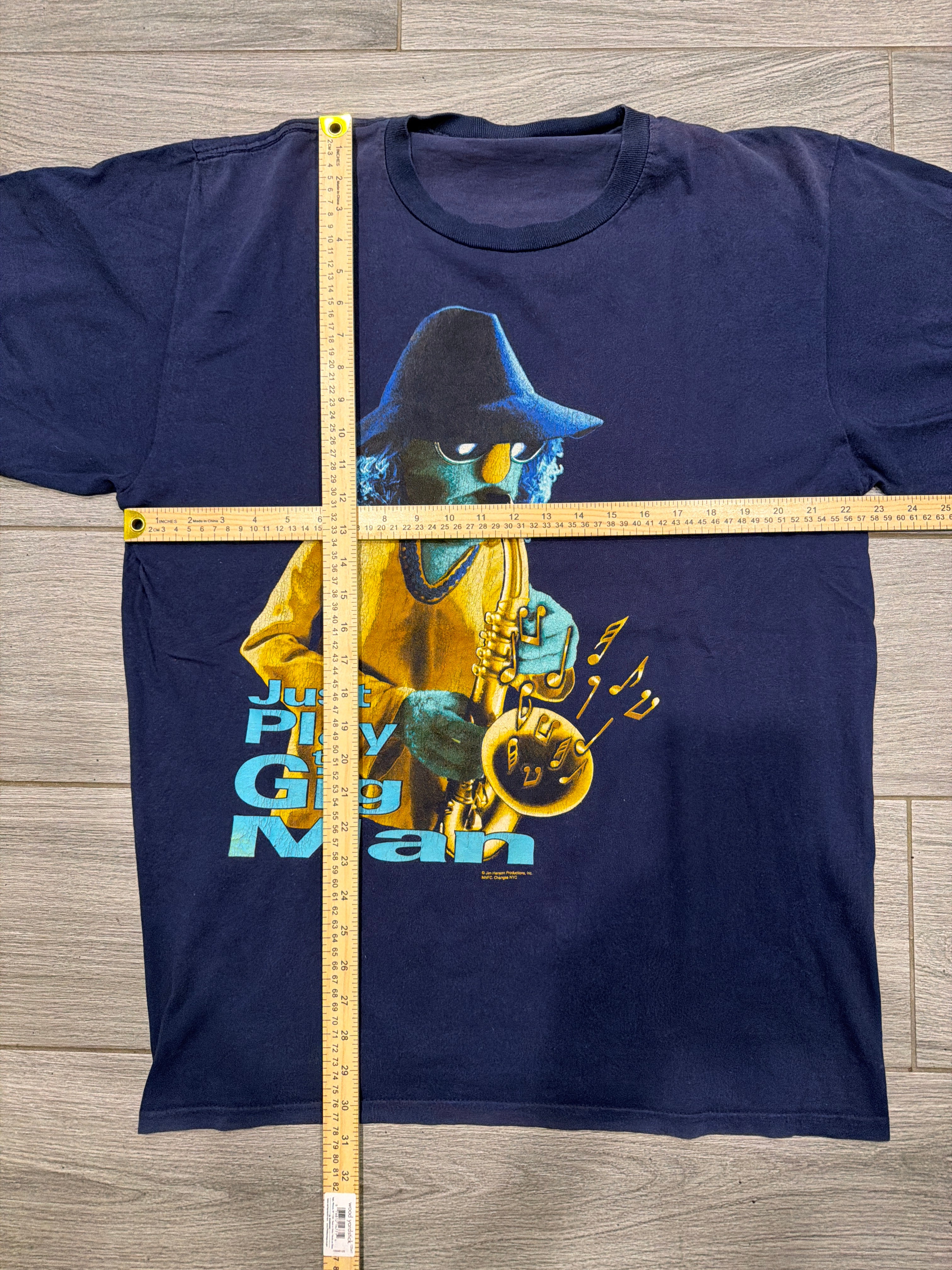 90s Muppets Zoot Jazz Sax Play the Gig Man Blue T Shirt XL