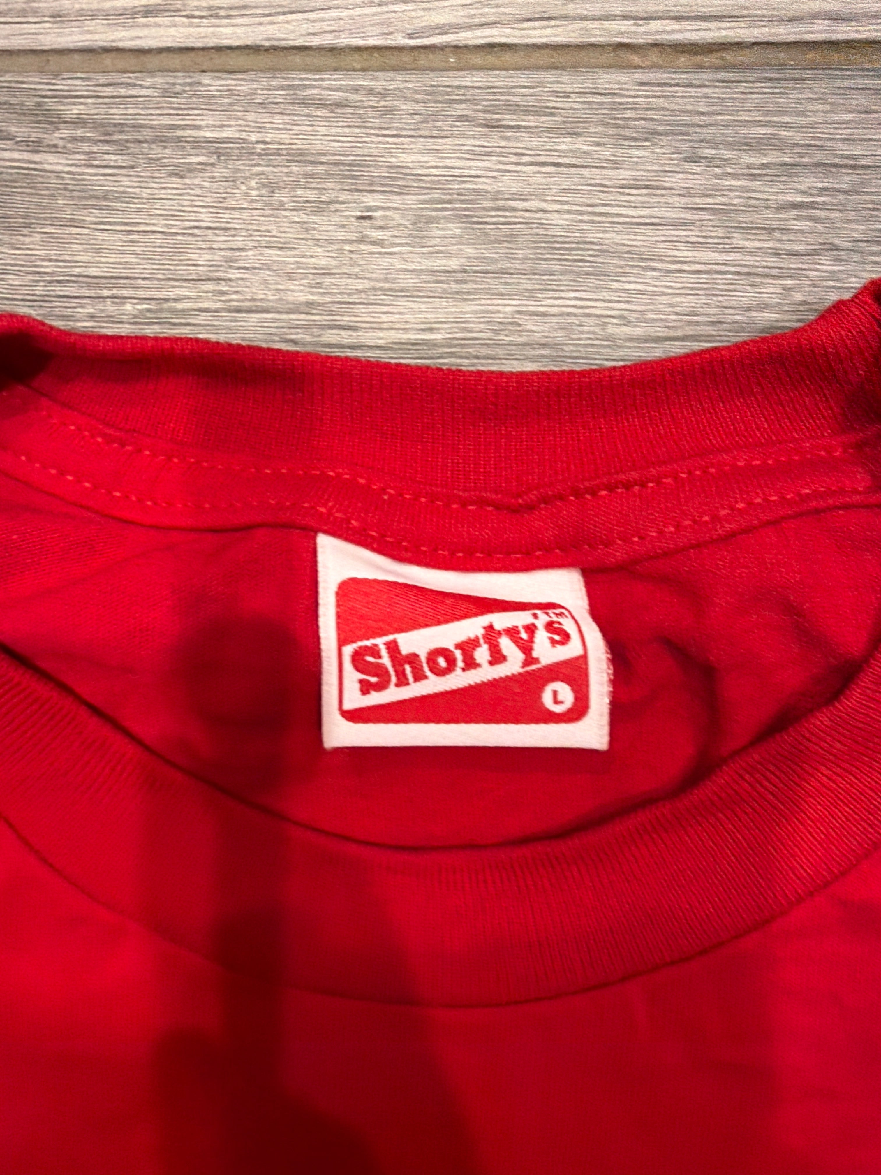 00s Shorty's Anthony Mosley Skate Bling Logo Red T-Shirt Large