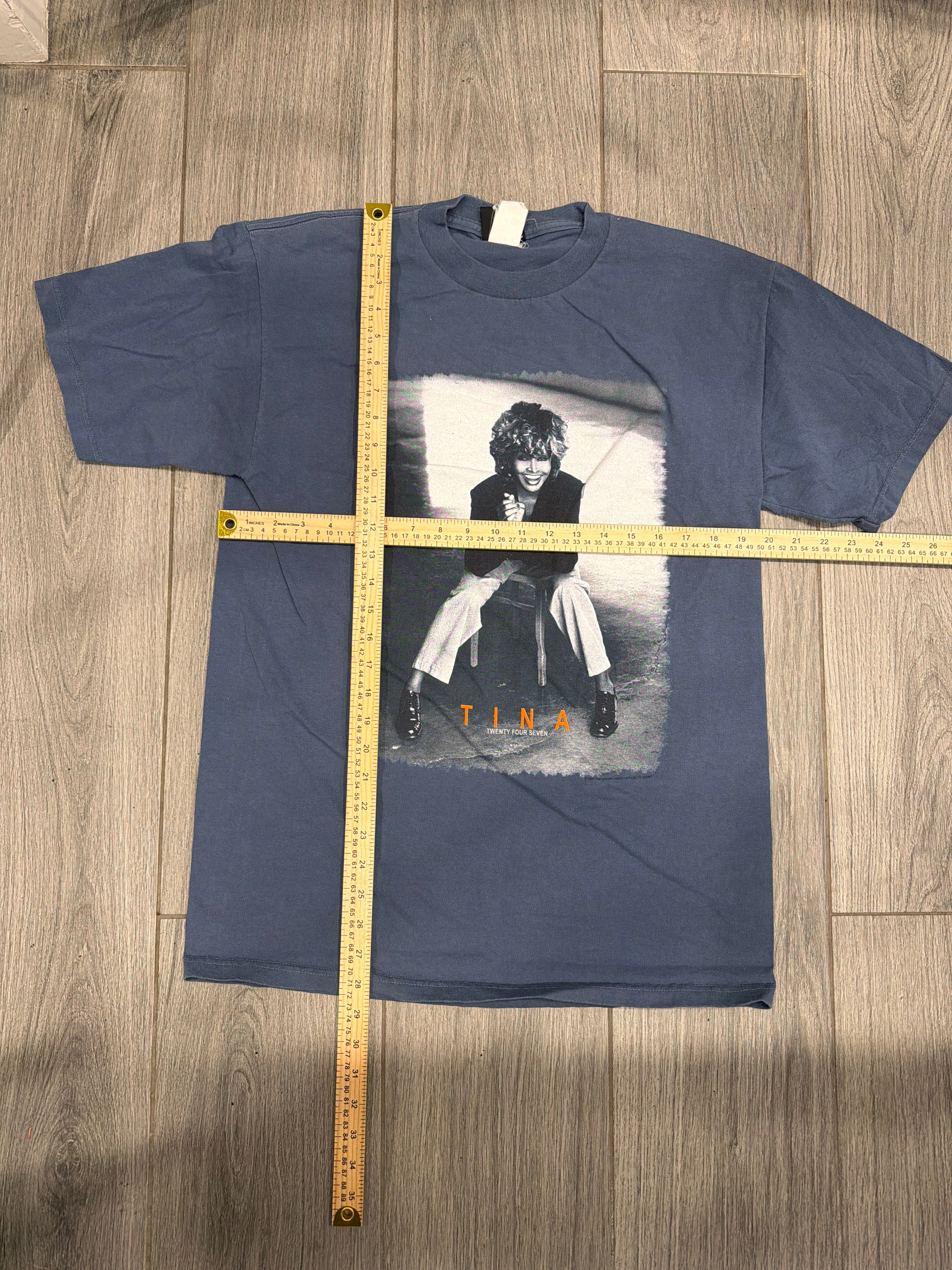 2000 Tina Turner Tour Blue Graphic Giant T-Shirt Large