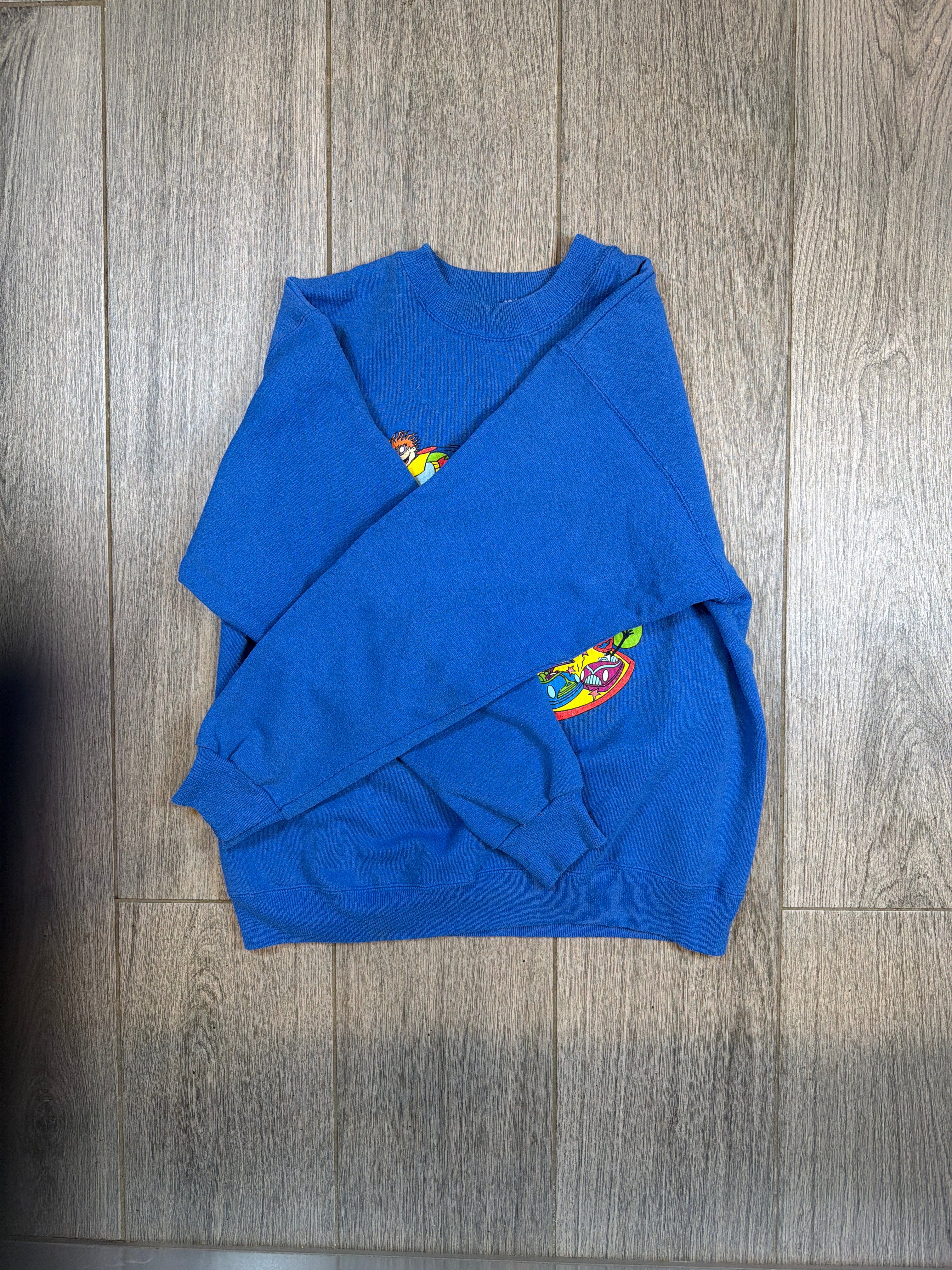 1990s Nickelodeon Great America Crewneck Sweater Blue Medium