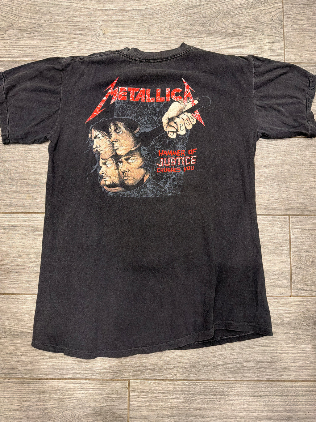 1988 Metallica ...And Justice For All Hammer Black T-Shirt Large