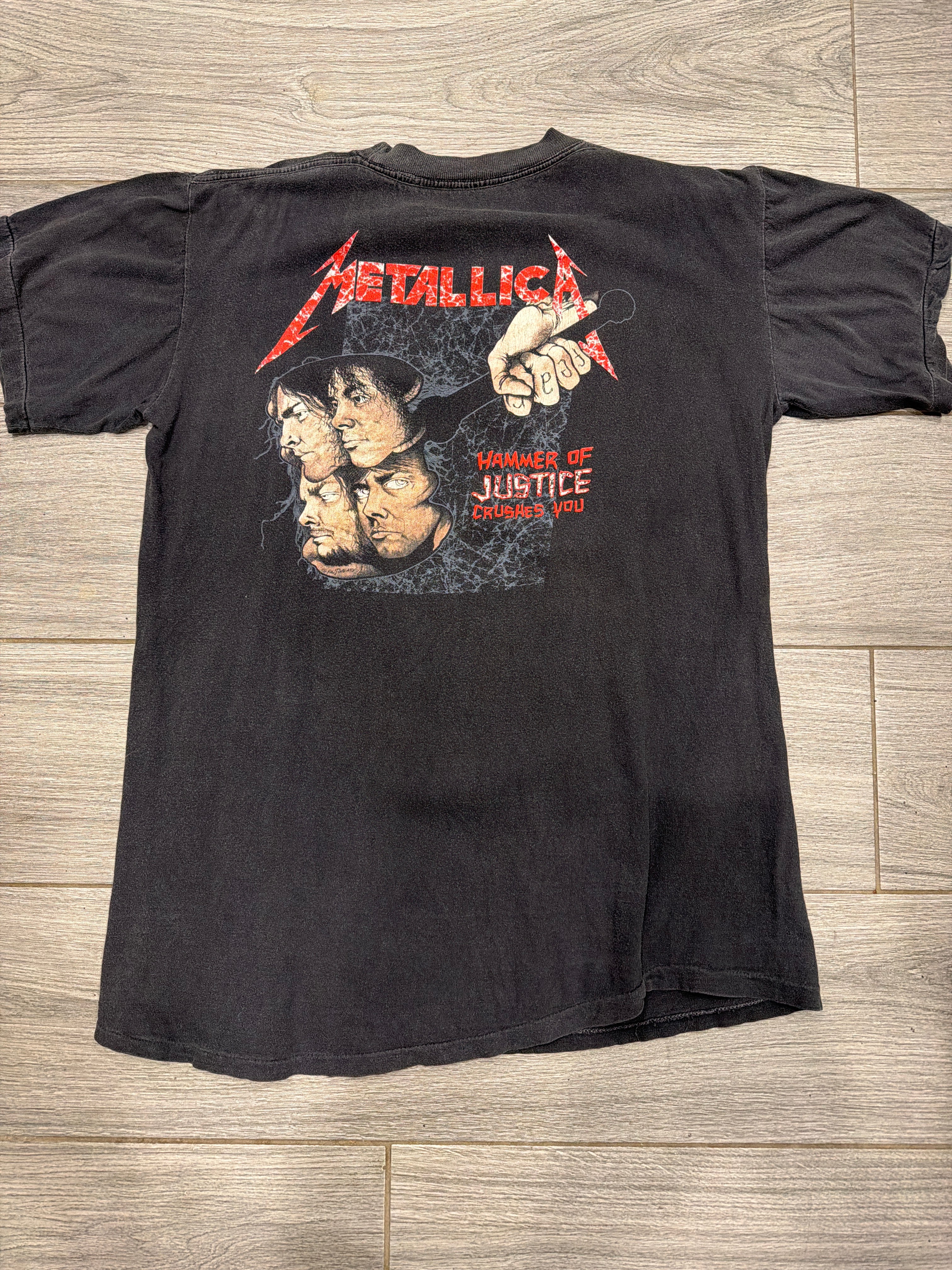 1988 Metallica ...And Justice For All Hammer Black T-Shirt Large