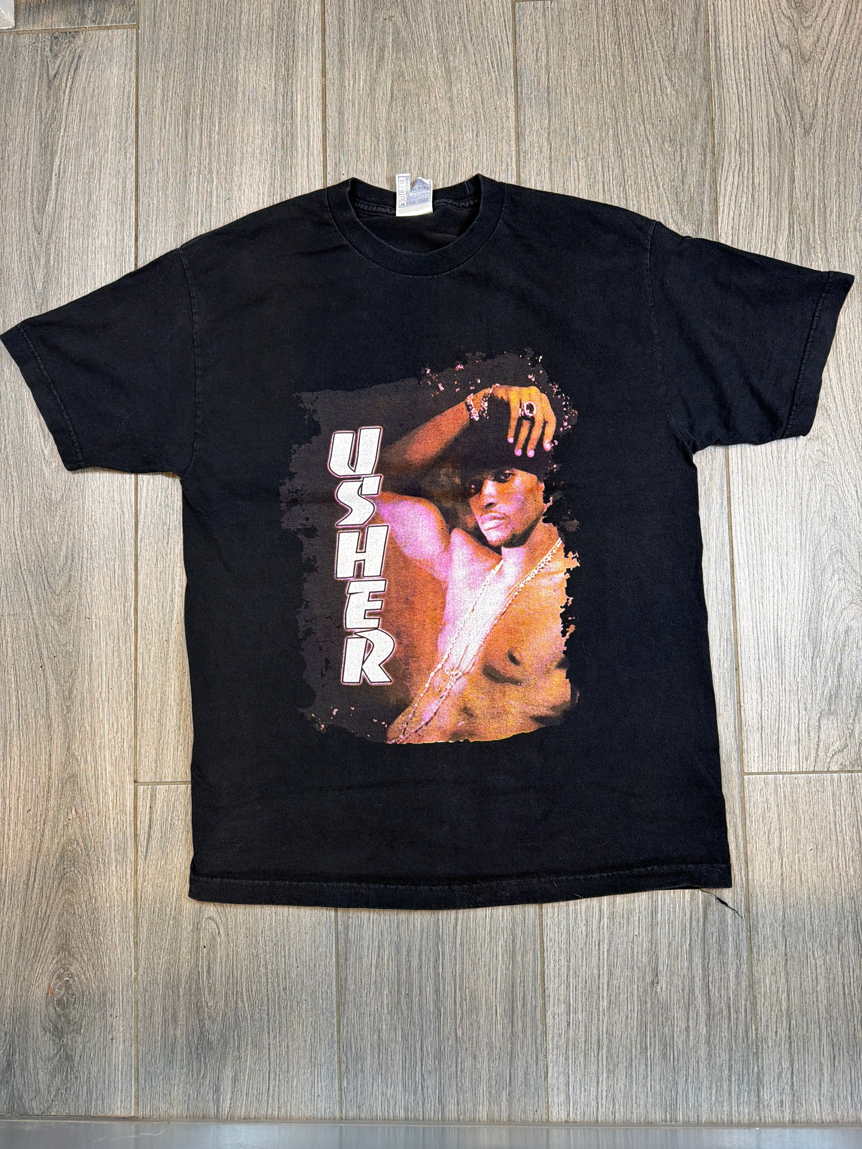 2004 Usher Always Tour Rap T-Shirt Black Dates Triple A AAA Large