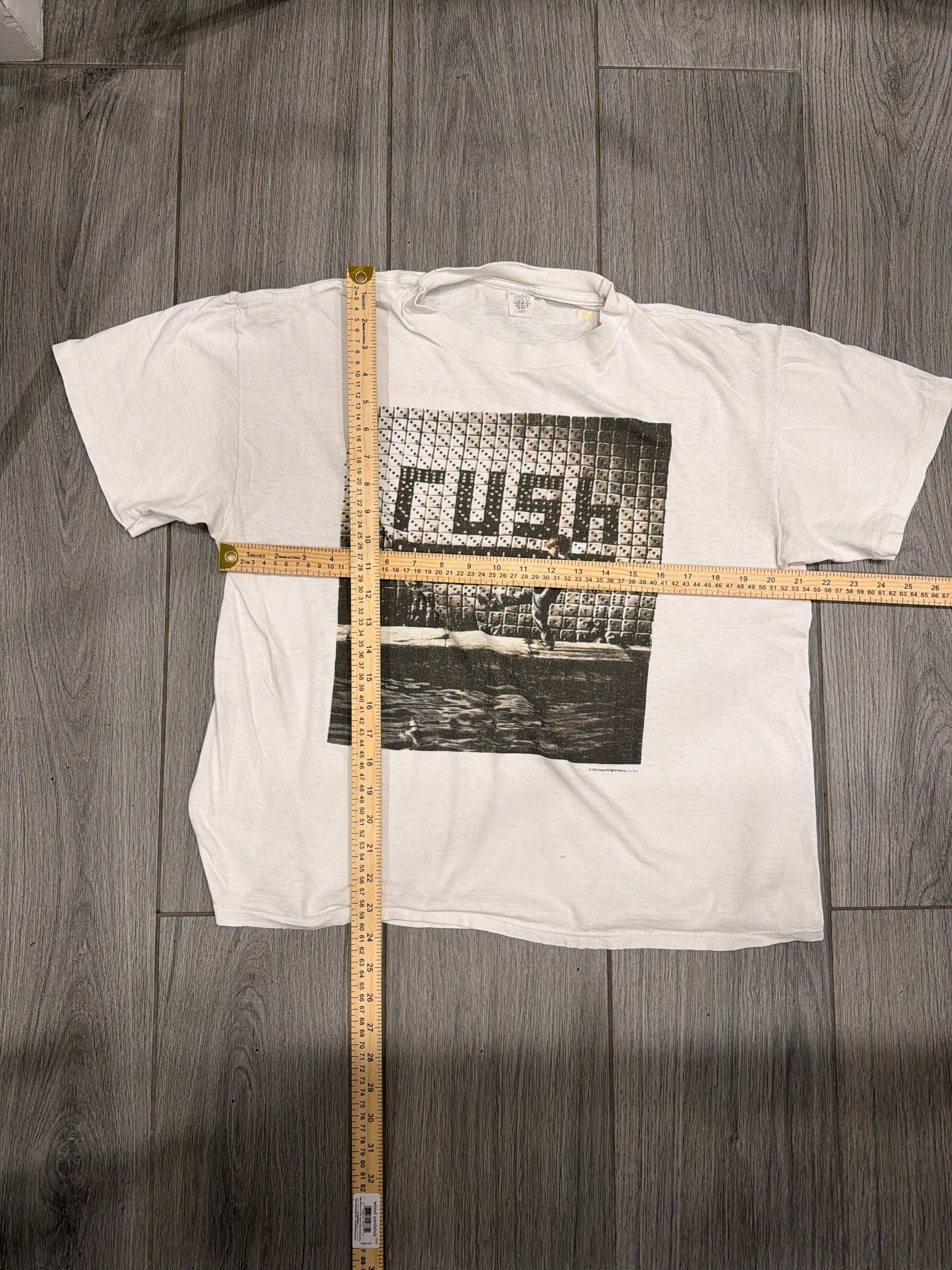 1991 Rush Roll The Bones Tour Dates White T-Shirt Large