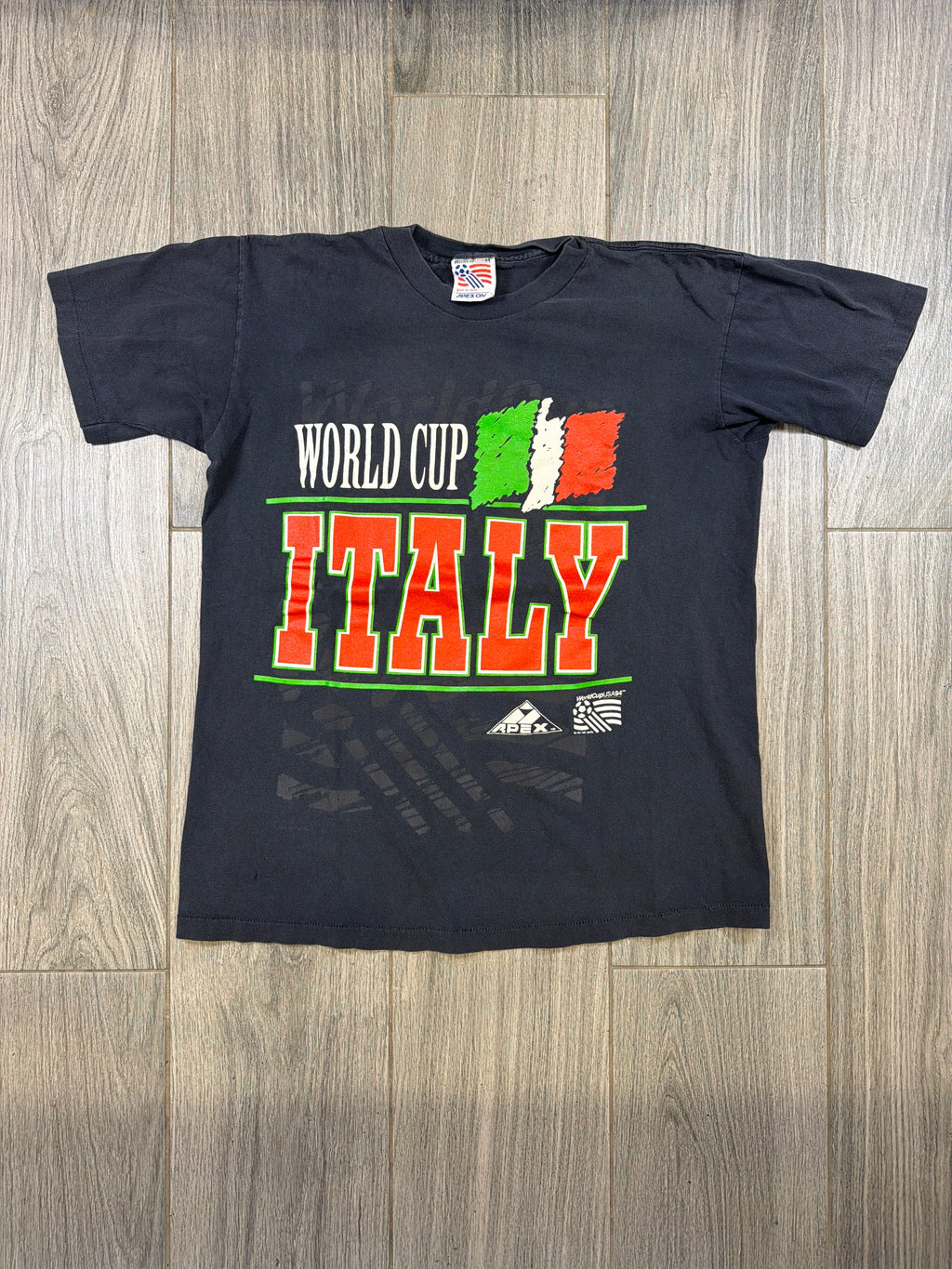 Weltmeisterschaft Italien Fußball Vintage 1994 Apex One Schwarzes T-Shirt M/L
