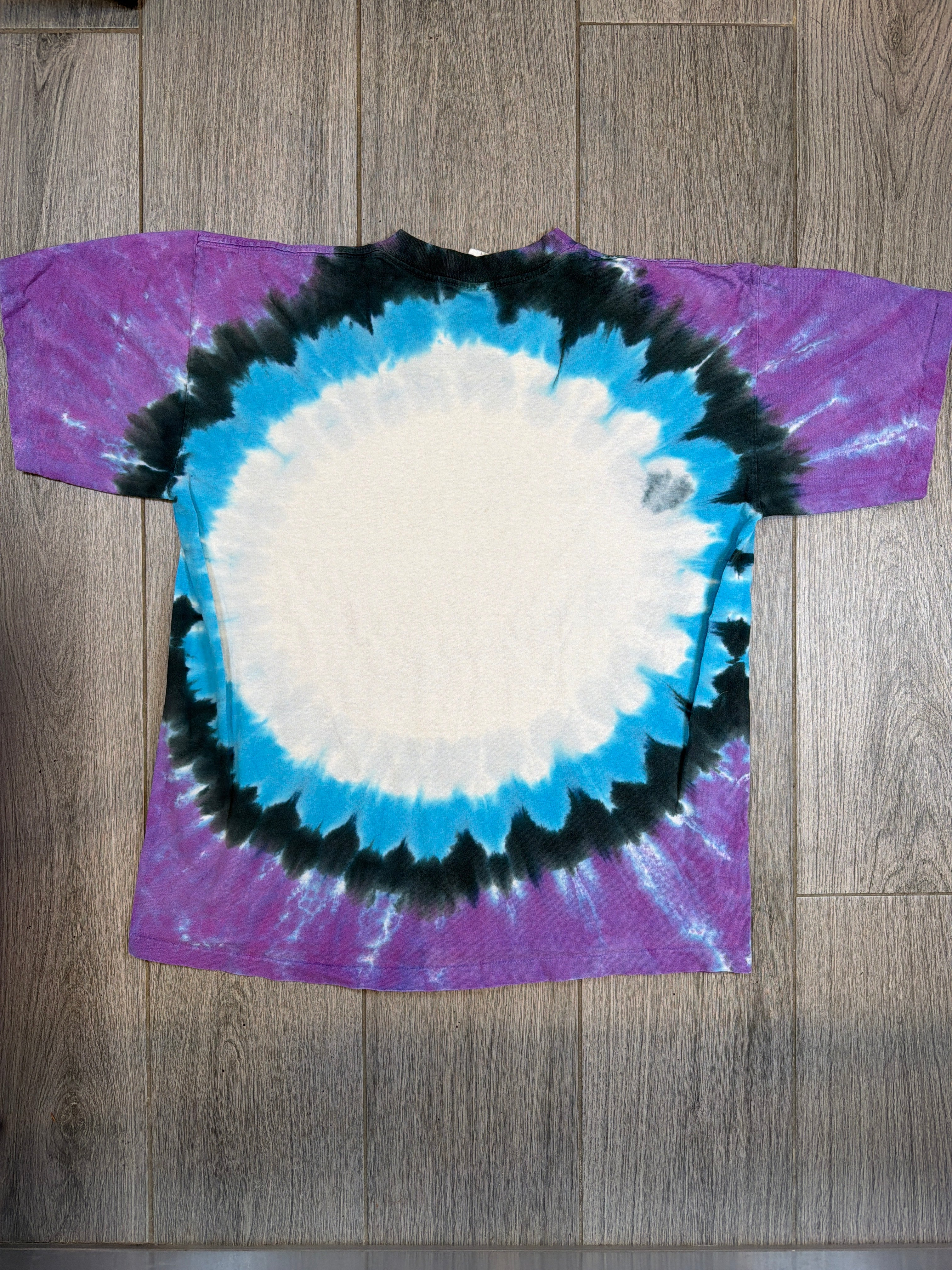 90s Led Zeppelin Icarus Tie Dye Purple Liquid Blue T-Shirt Large