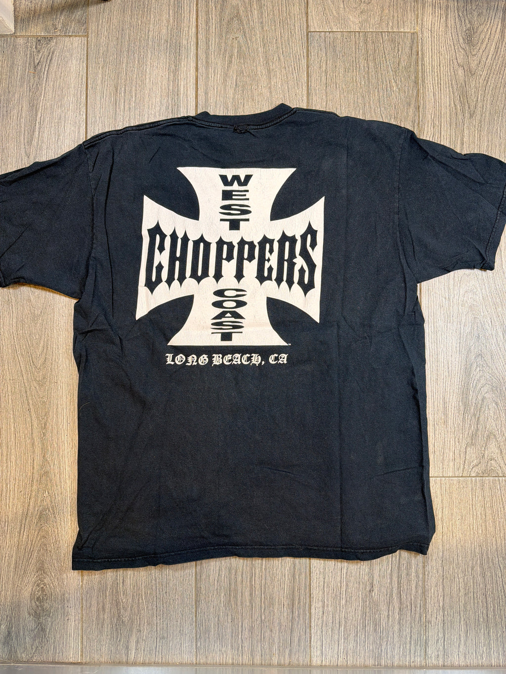Faded West Coast Choppers Long Beach Iron Cross Black/White T-Shirt XL