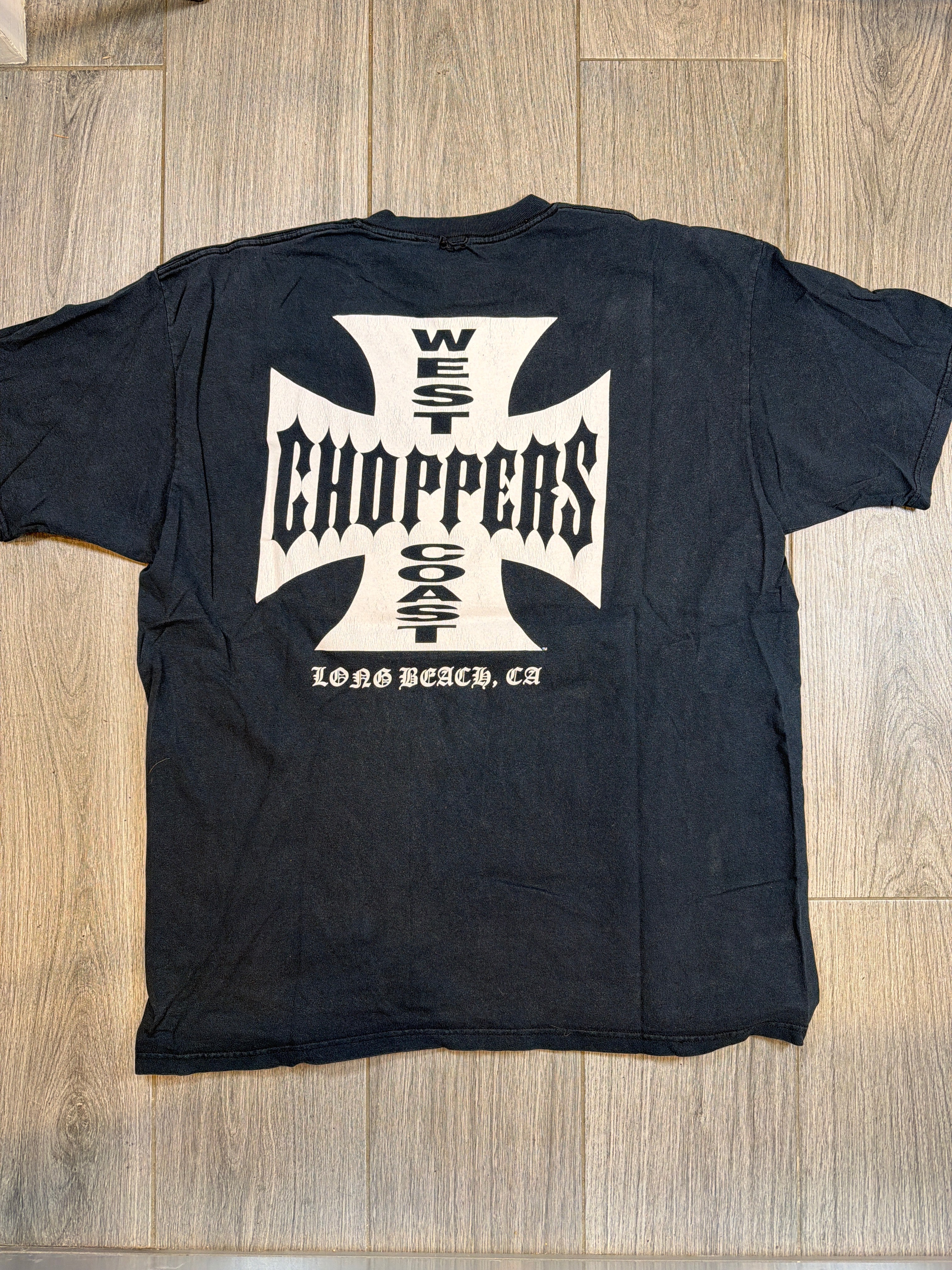 Faded West Coast Choppers Long Beach Iron Cross Black/White T-Shirt XL