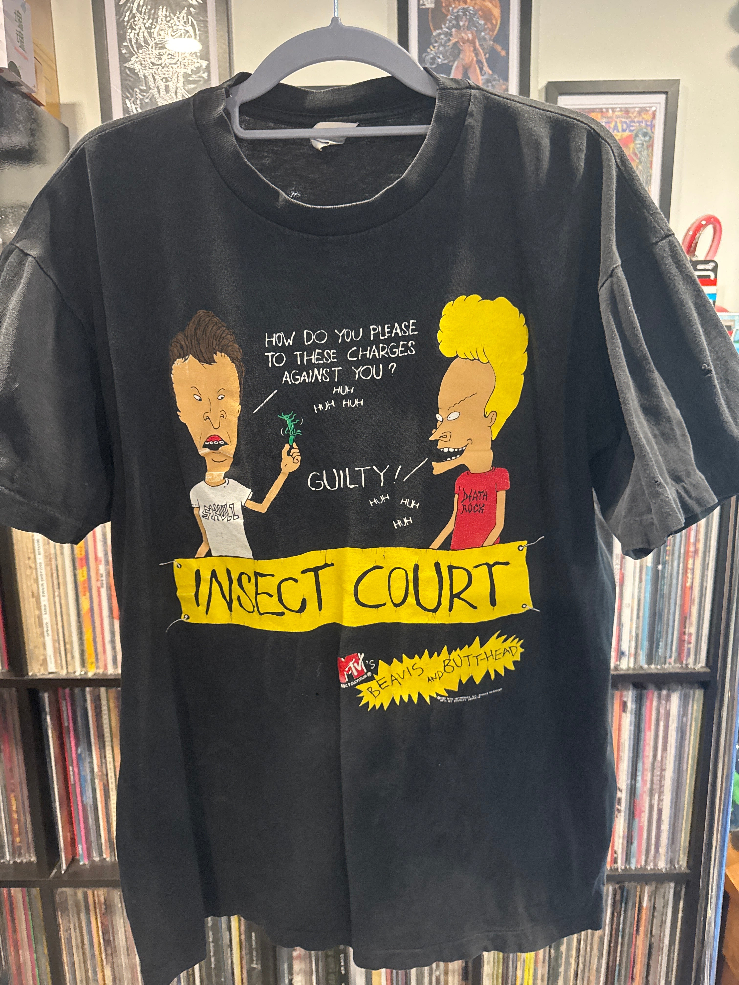 1993 Beavis and Butthead XL Tourchamp Distressed Black Shirt