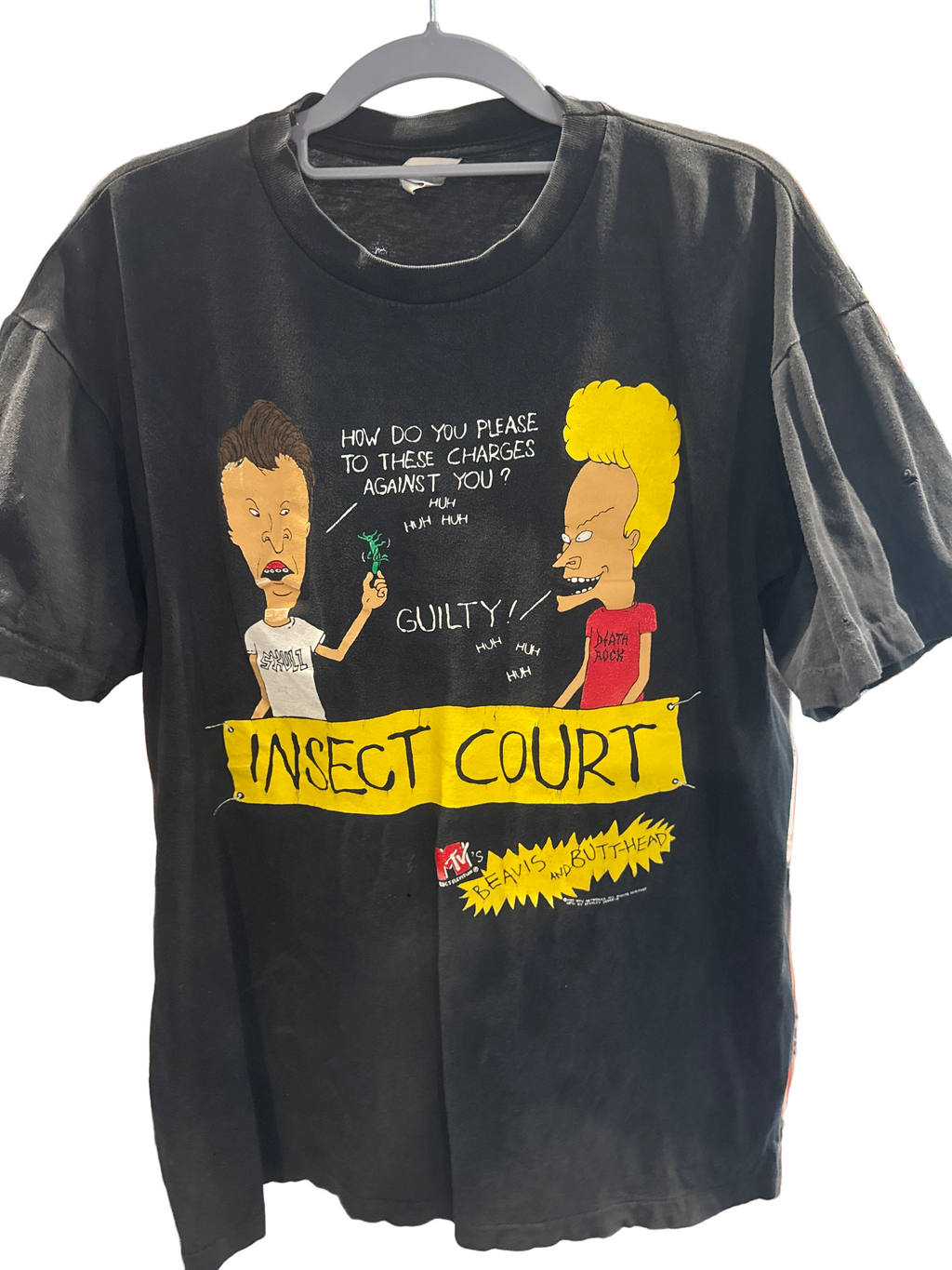 1993 Beavis and Butthead Tourchamp Distressed Black Shirt XL