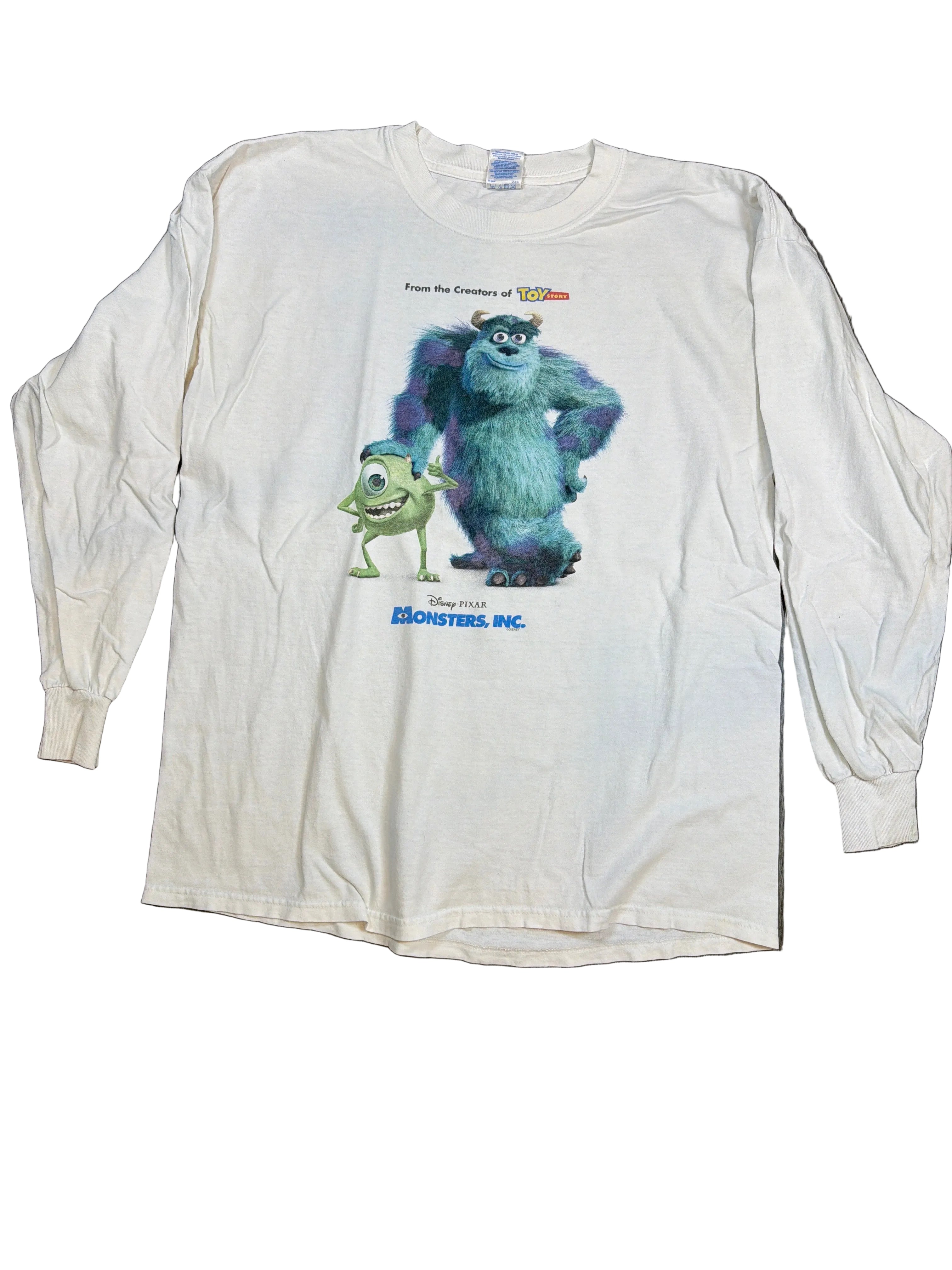 2001 Disney Monsters Inc White Long Sleeve T-Shirt XL
