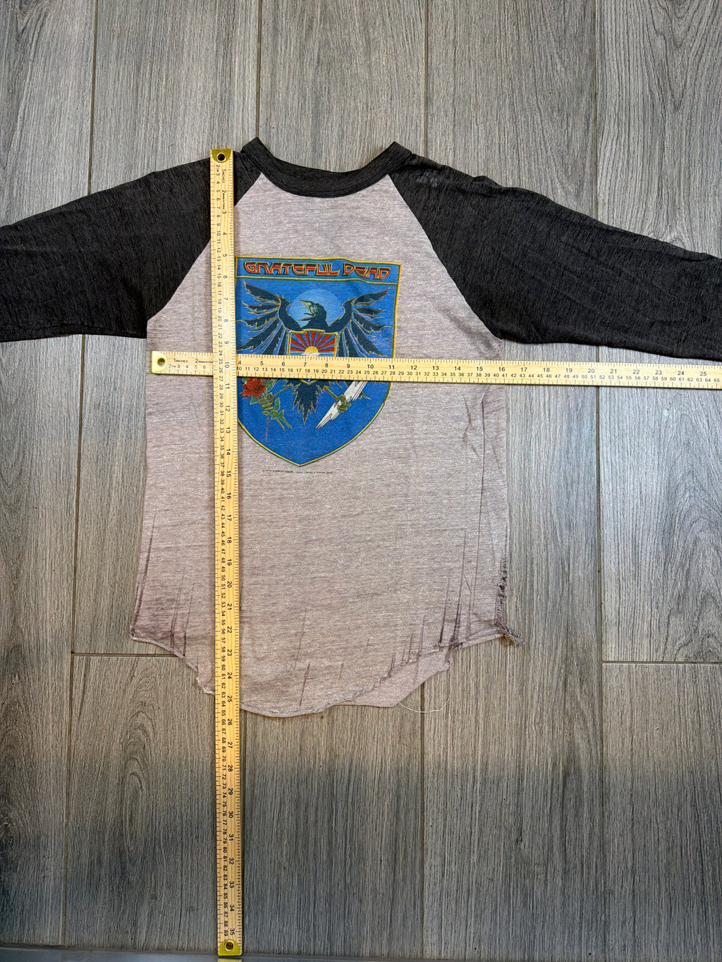 Grateful Dead Tour Raglan 1982 Distressed Black T-Shirt Medium