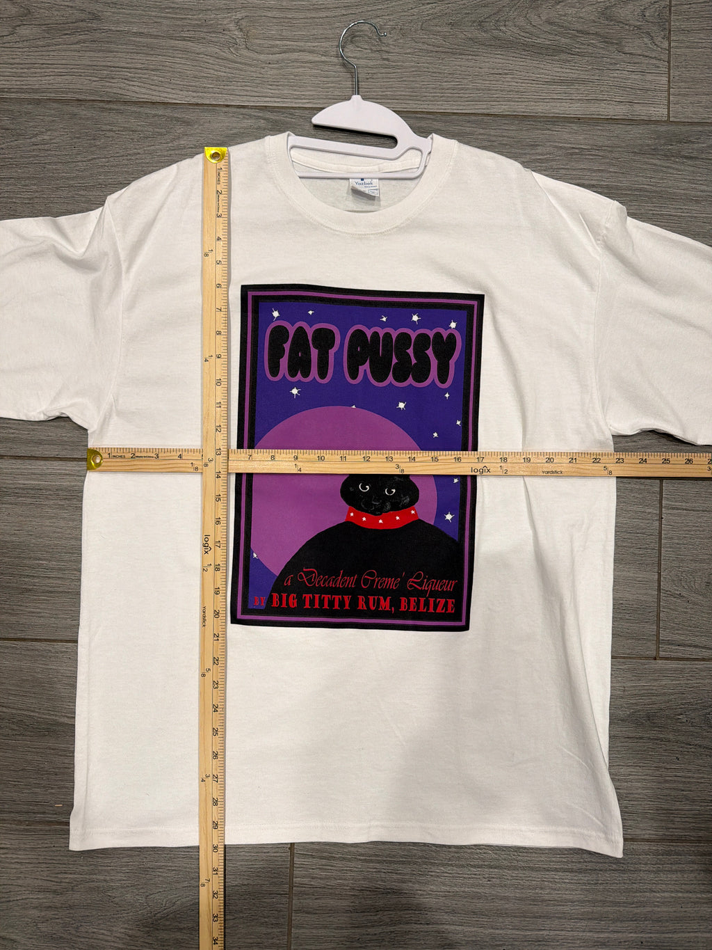 90s Fat Cat Creme Liqueur Belize Rum Comedy Vulgar Promo White T-Shirt XL