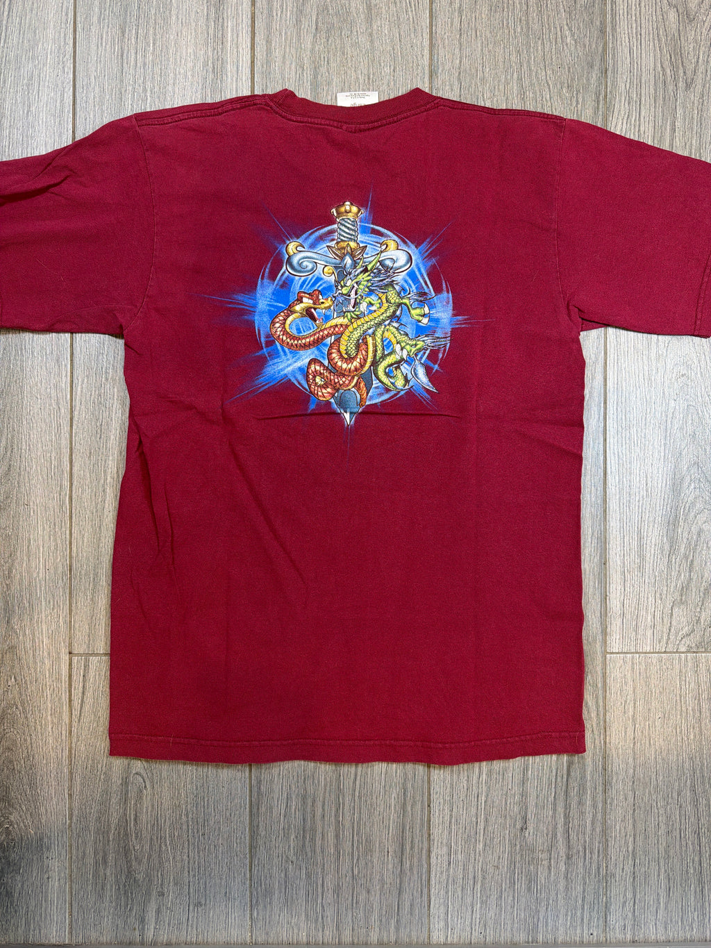 JNCO Crown Dragon Sword 90s Red T-Shirt Large